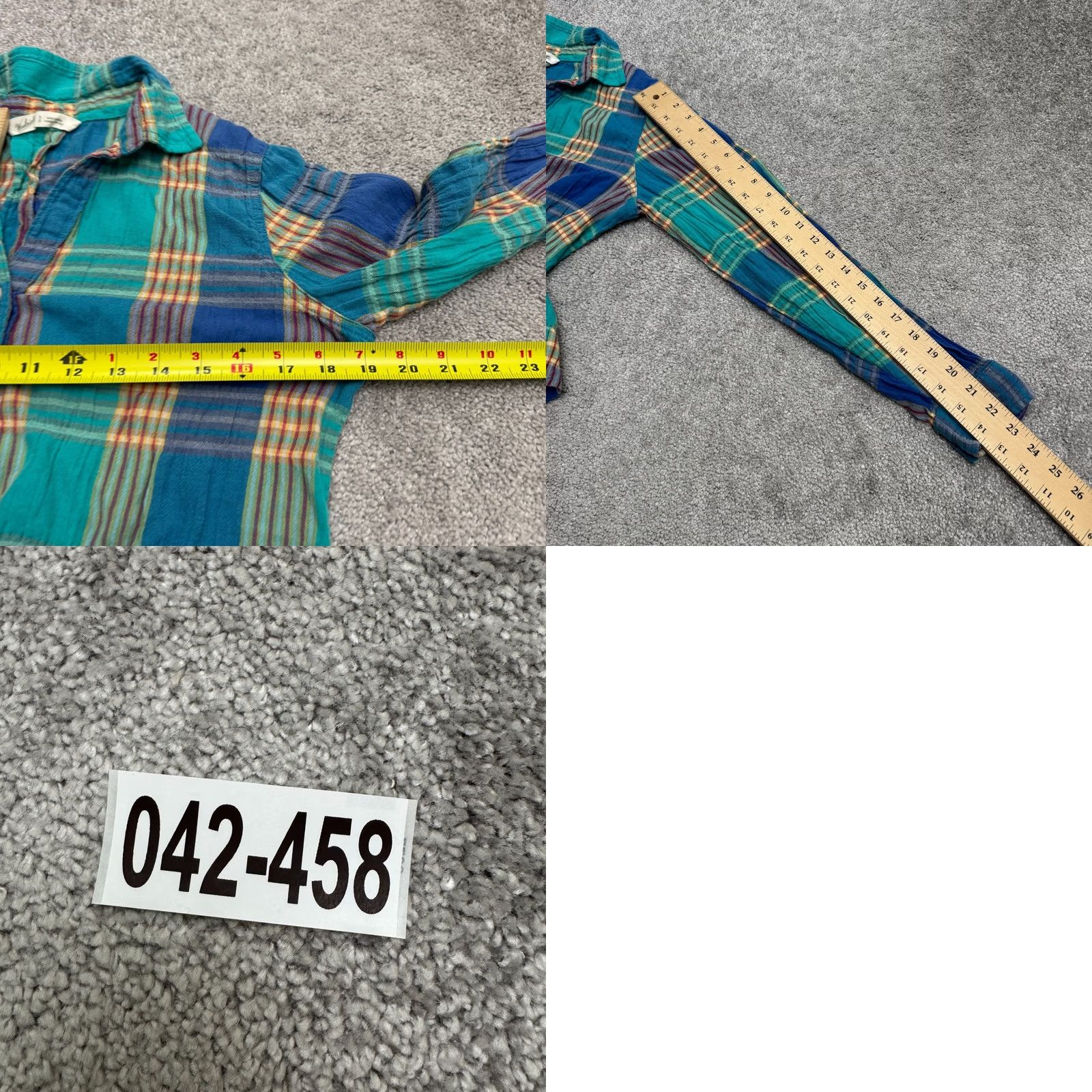 Vintage Woolrich Shirt Womens S Seersucker Button Down Teal Blue Green Long Sleeve Size S / US 4 / IT 40 - 9 Thumbnail