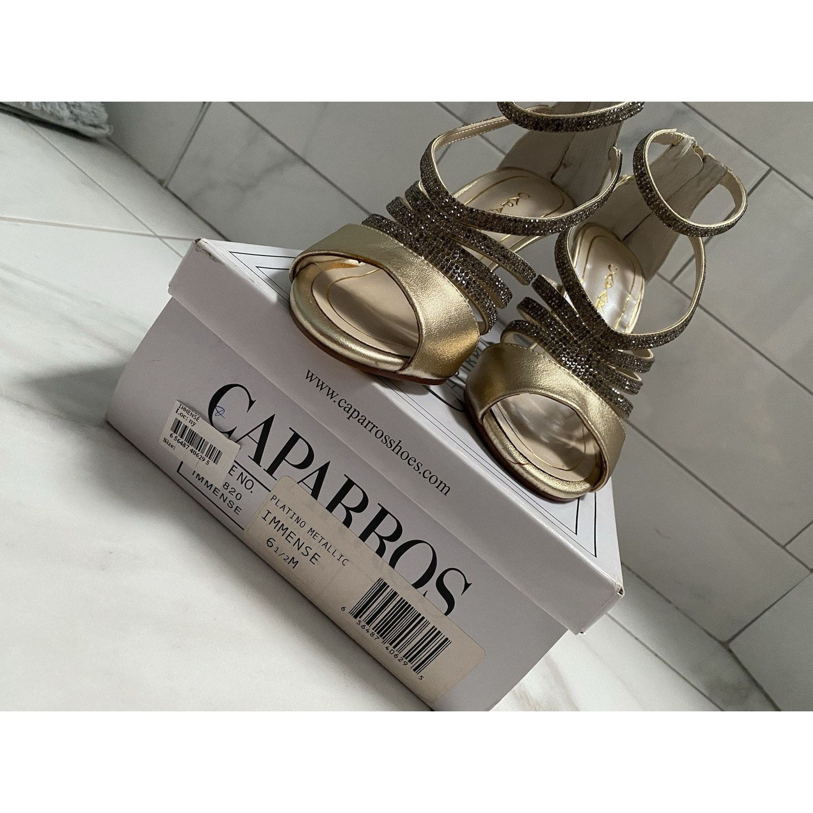 &Daughter × Other Caparros Platino Metallic Gold Open Toes Sz 61/2 M Size US 6.5 / IT 36.5 - 12 Thumbnail