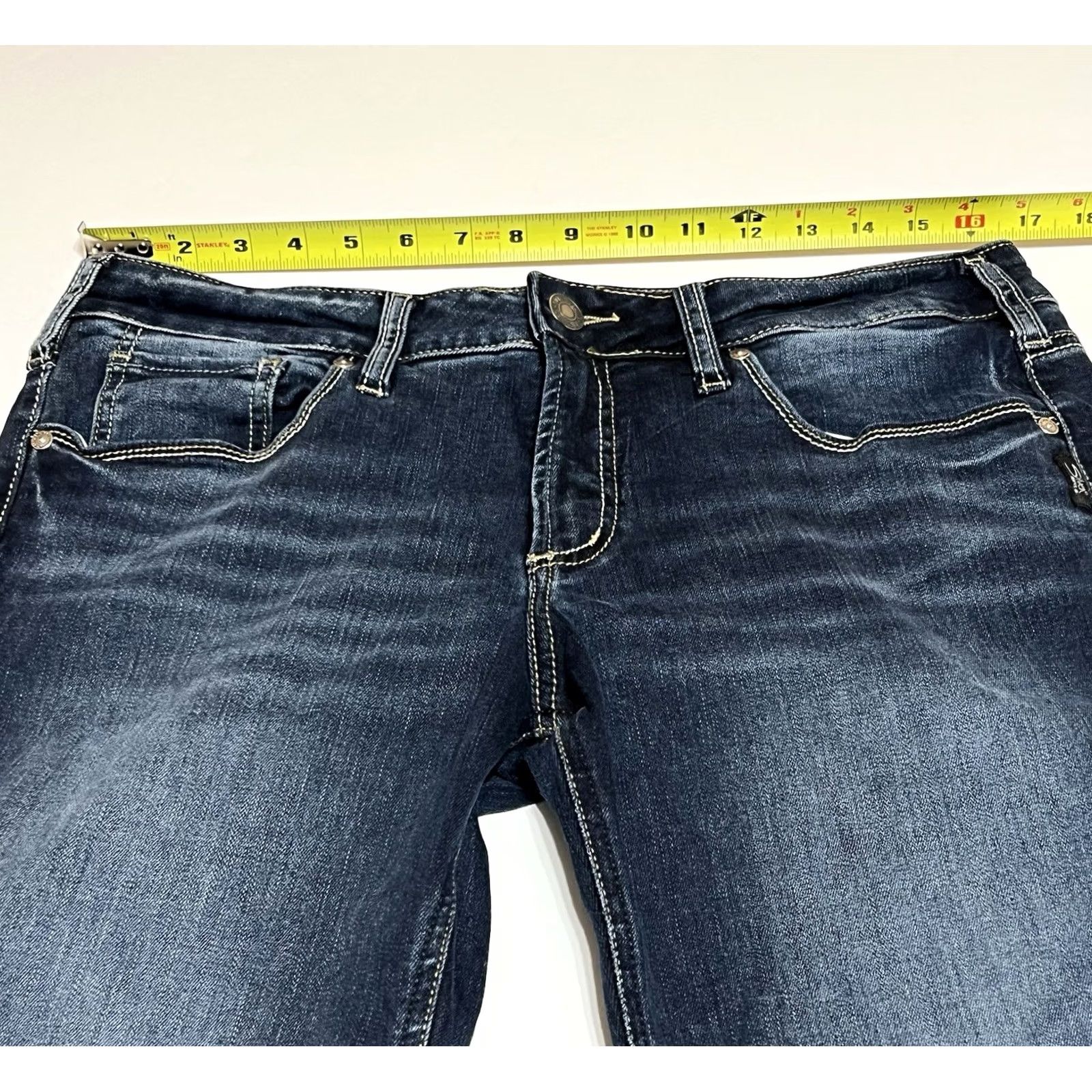 Silver Jeans Co. VINTAGE Silver Jeans Co Britt Slim Boot Jeans Womens 33x31 33x30 Blue Stretch Denim Embroidered Pockets Bootcut Size 24" / US 00 / IT 34 - 3 Thumbnail
