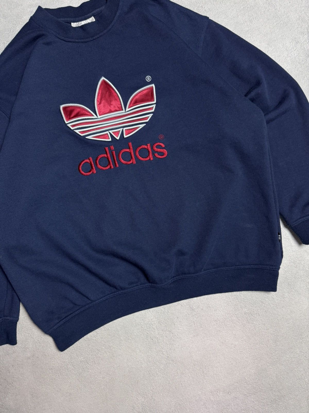 Adidas Adidas Vintage 1990s Cotton Crewneck Boxy Sweatshirt Size US L / EU 52-54 / 3 - 4 Thumbnail