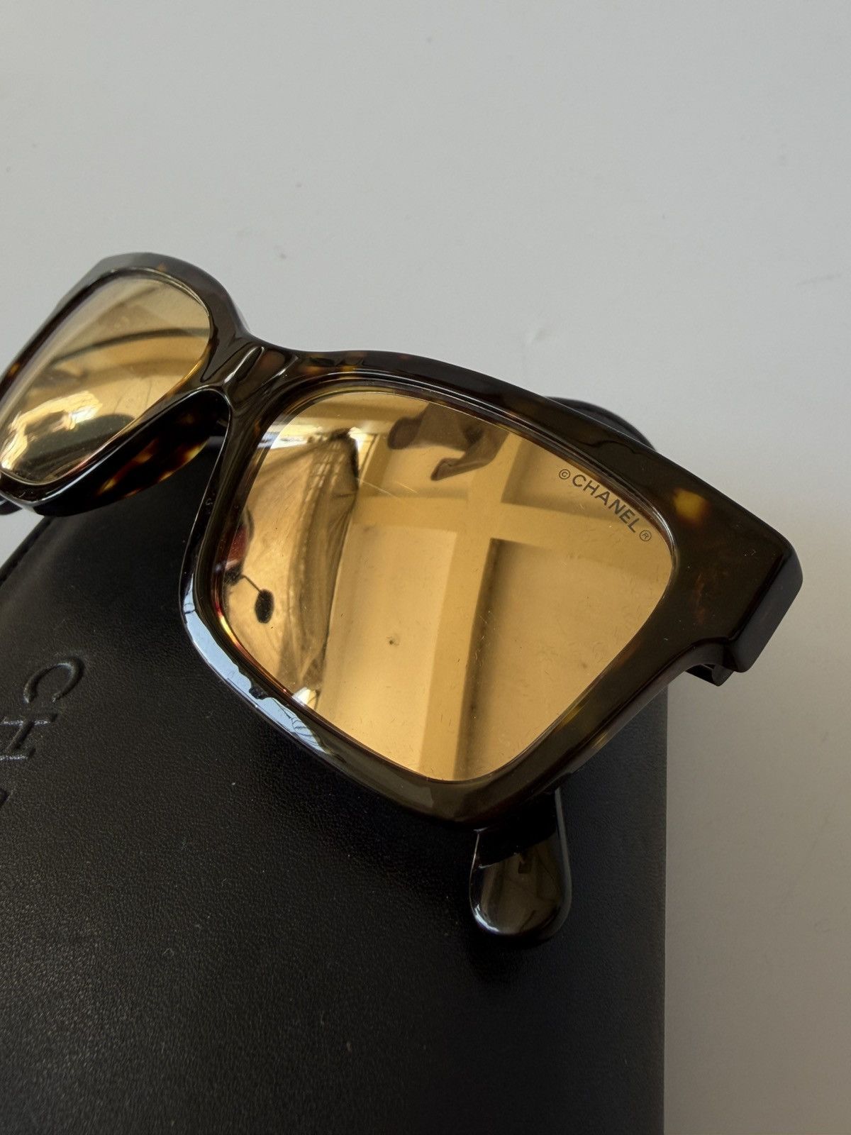 Chanel Chanel Acetate Square Sunglasses in Tortoise Size ONE SIZE - 4 Thumbnail