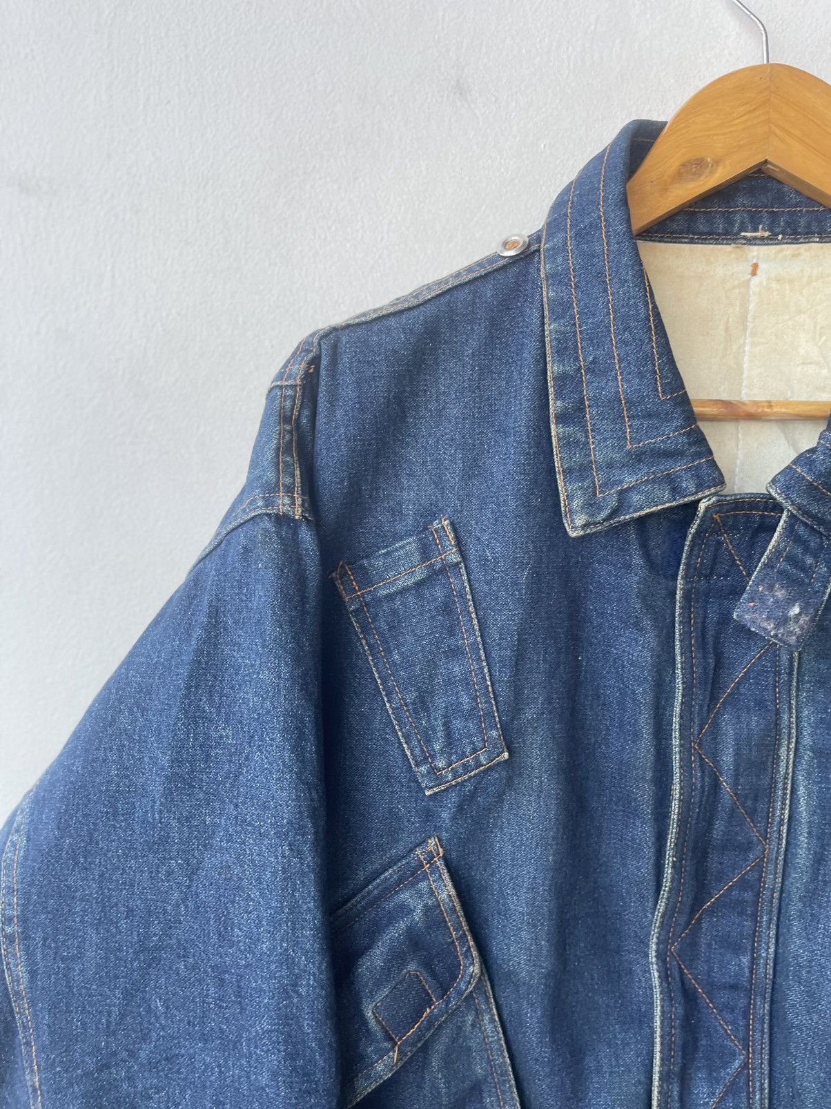 Vintage Rare Archival Multi Pocket Denim Bomber Jacket Indigo Blue Size US L / EU 52-54 / 3 - 6 Thumbnail