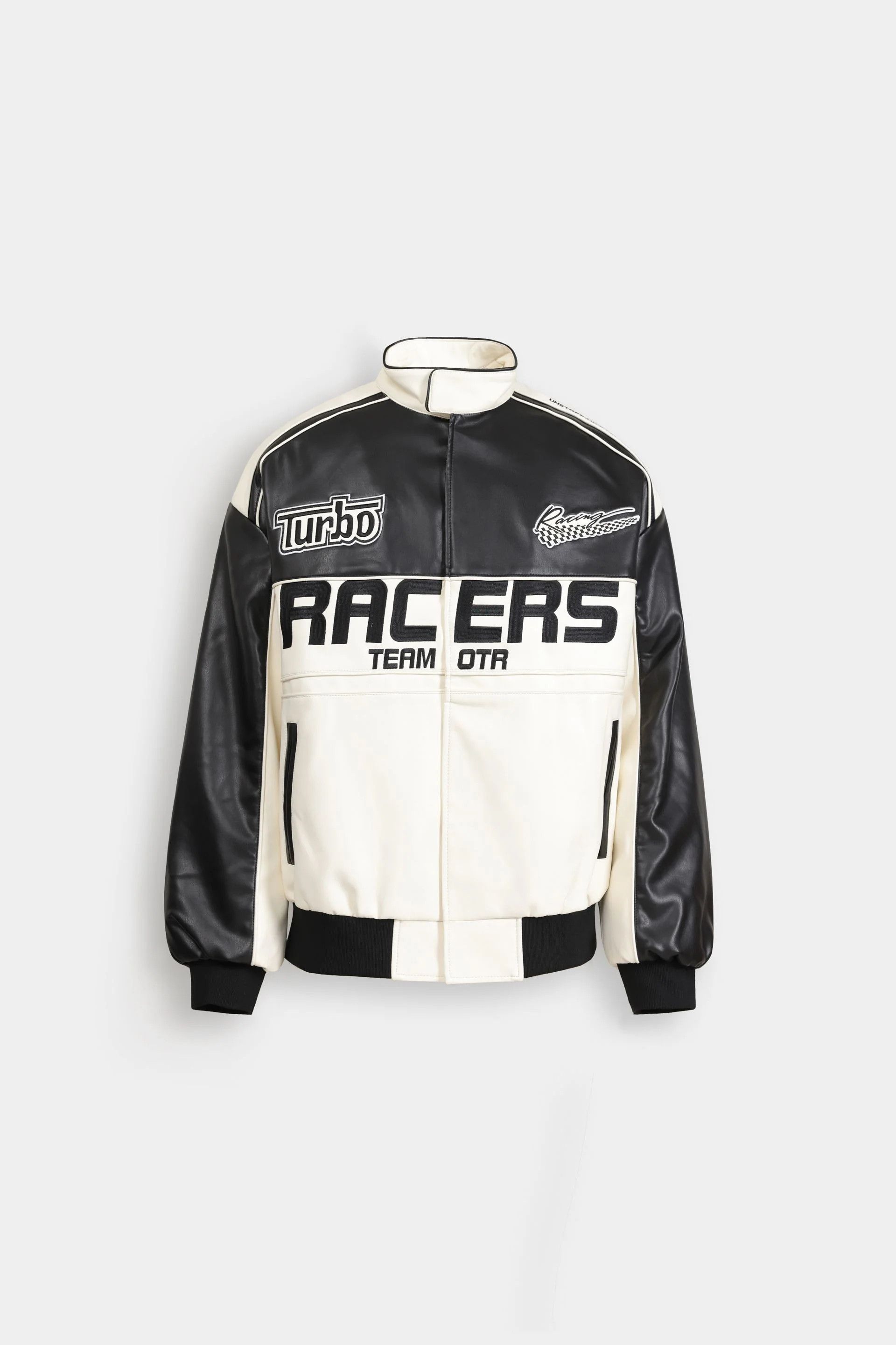 Other Black & White Faux Leather Racing Jacket Zip Up Size US L / EU 52-54 / 3 - 1 Thumbnail