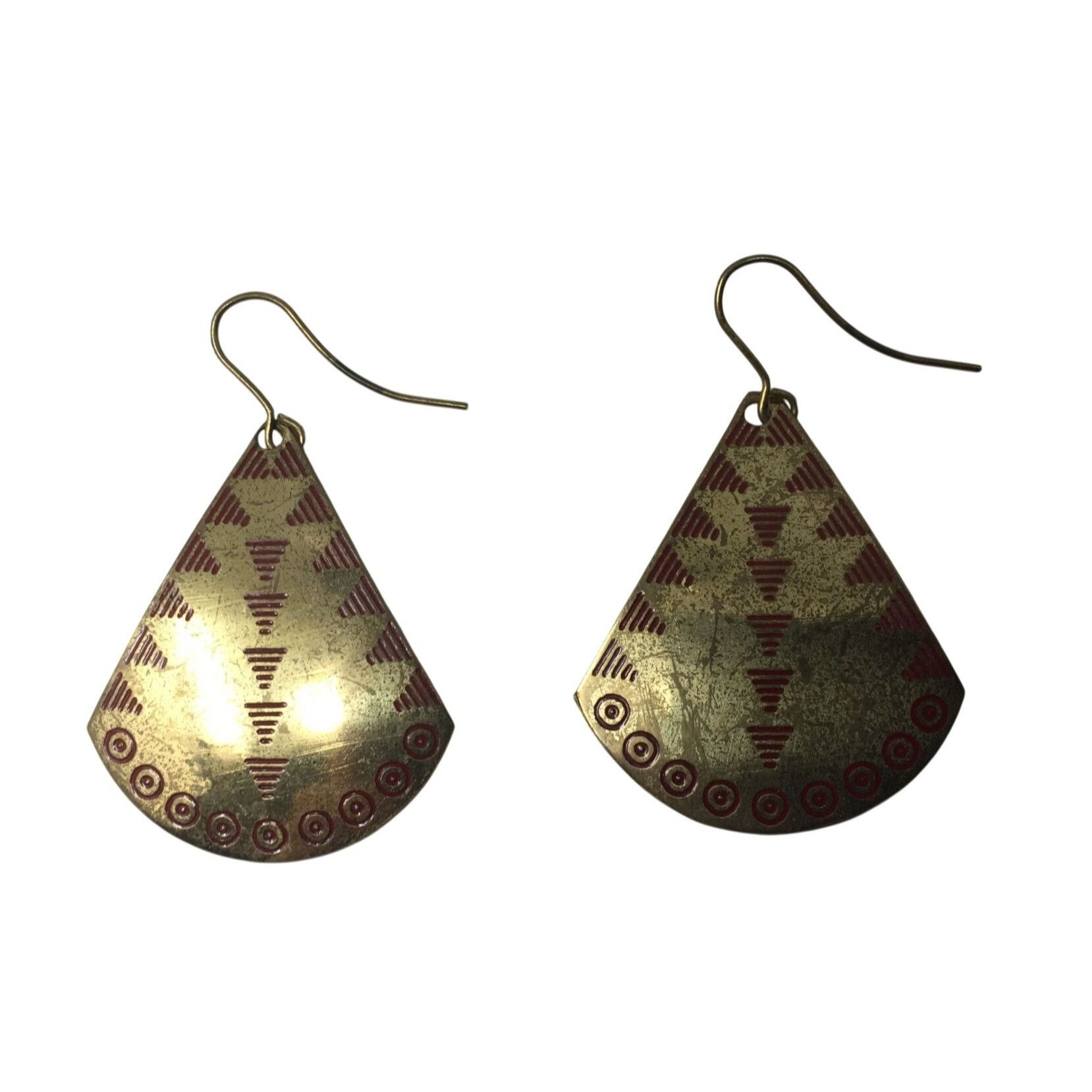 Other Women's Gold Tone Earrings with Red Shape Design on them Size ONE SIZE - 3 Thumbnail