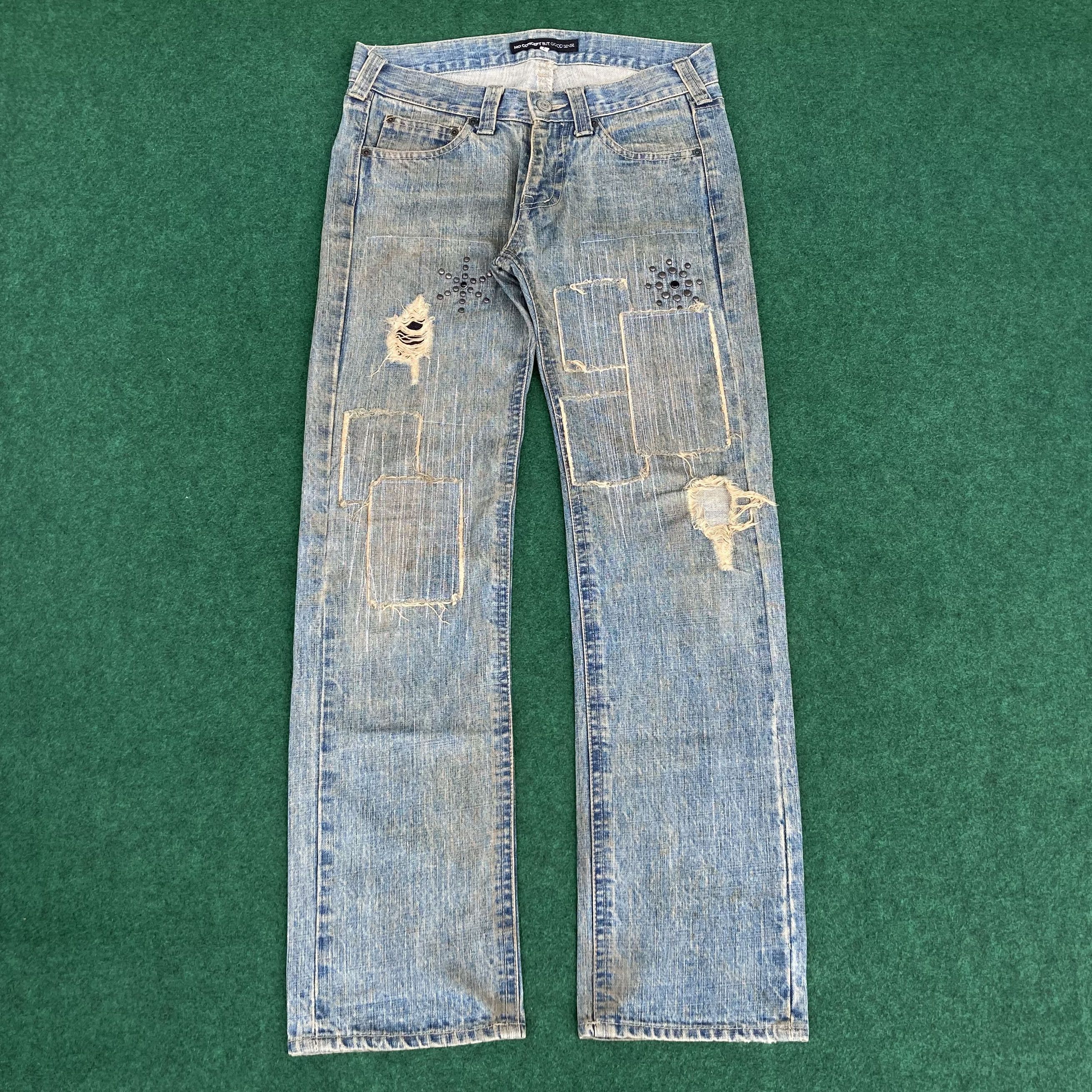 Japanese Brand × Seditionaries Vtg No Concept But Good Sense Patchwork Studded Jeans Size US 34 / EU 50 - 3 Thumbnail