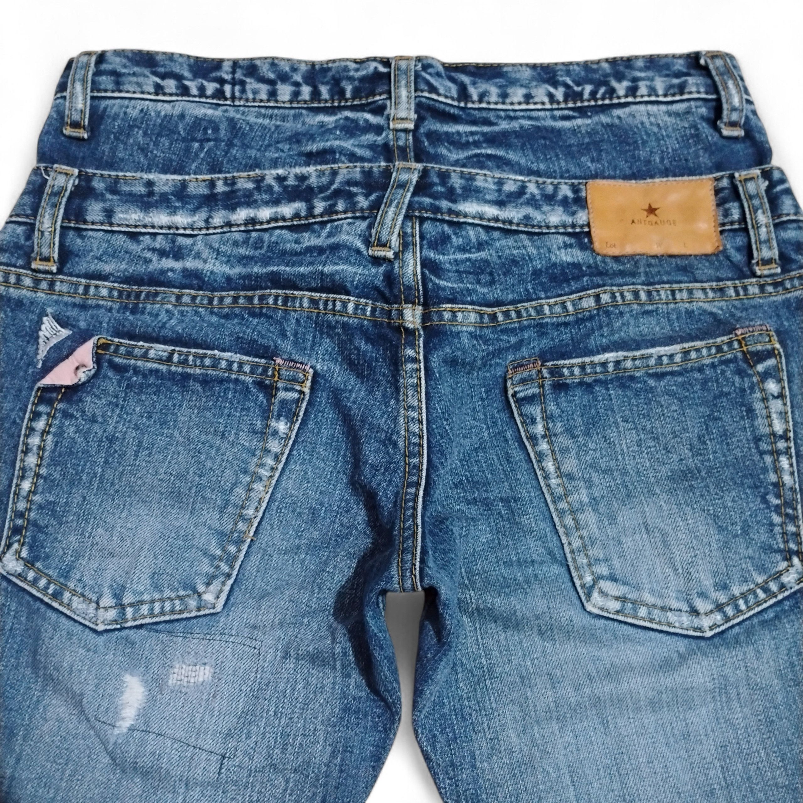 Japanese Brand Antgauge Double Waist Patchwork Ripped Distressed Jeans Size 29" - 4 Thumbnail