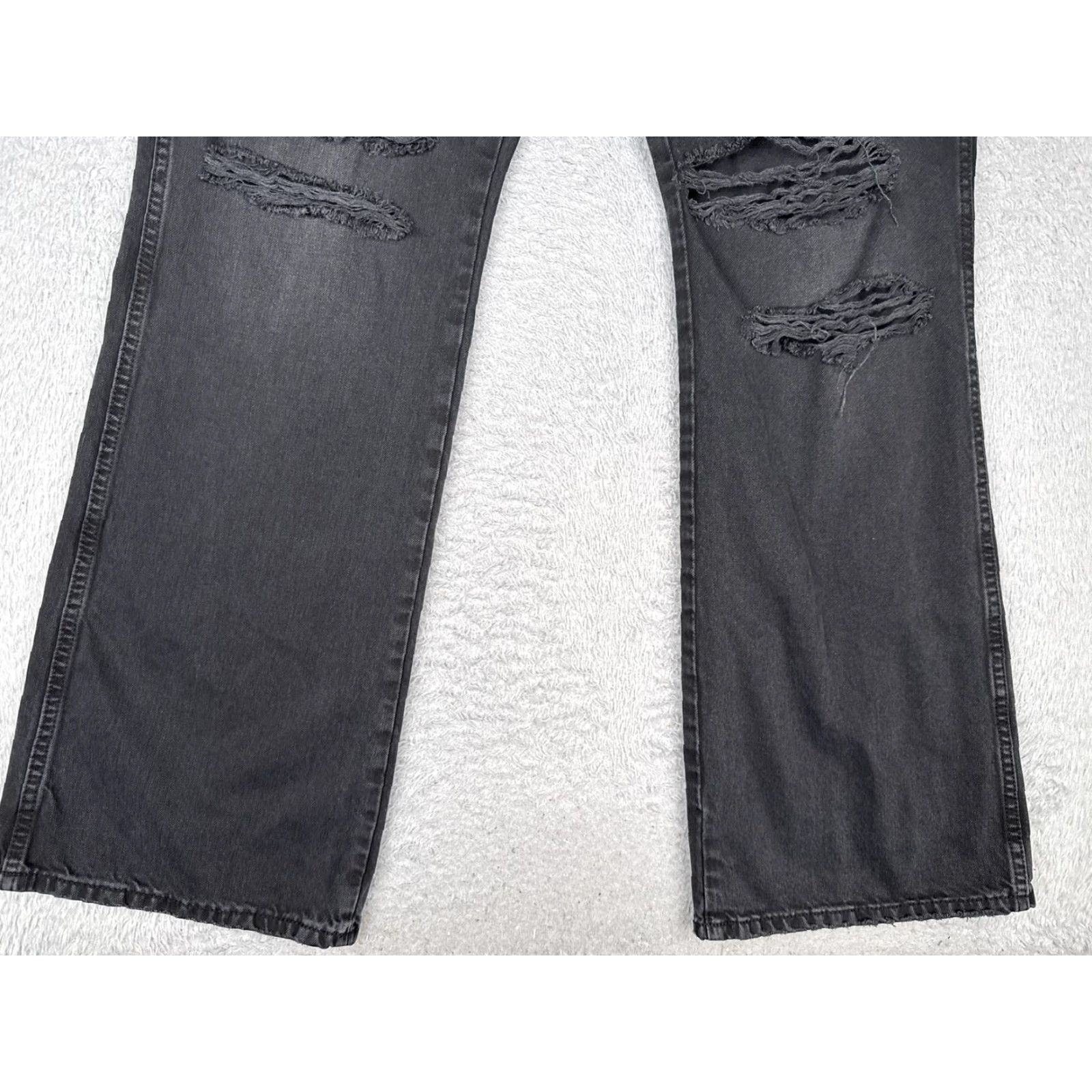 Vintage Arizona Jeans Women 17 Black Hi Rise Bootcut Distressed Ripped Denim Pants 36x32 Size 38" / US 16 / IT 52 - 2 Thumbnail