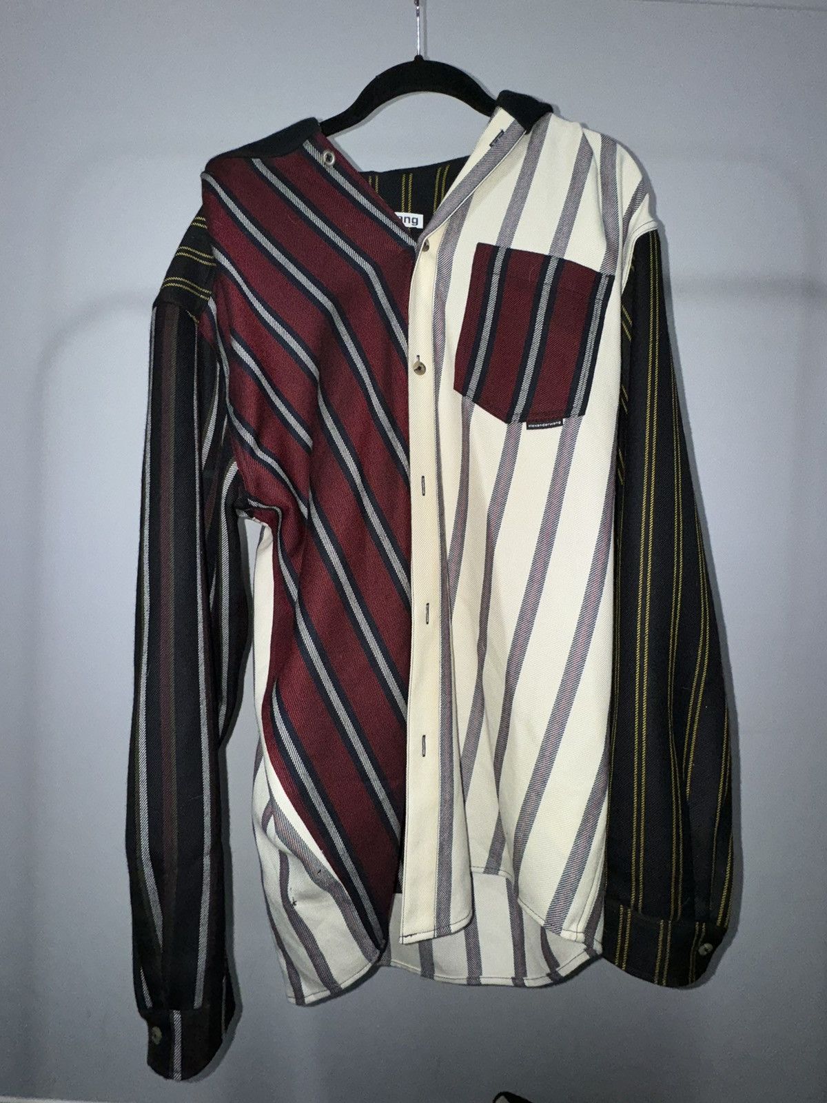 Alexander Wang Men’s Wool Patchwork Hoodie Shirt