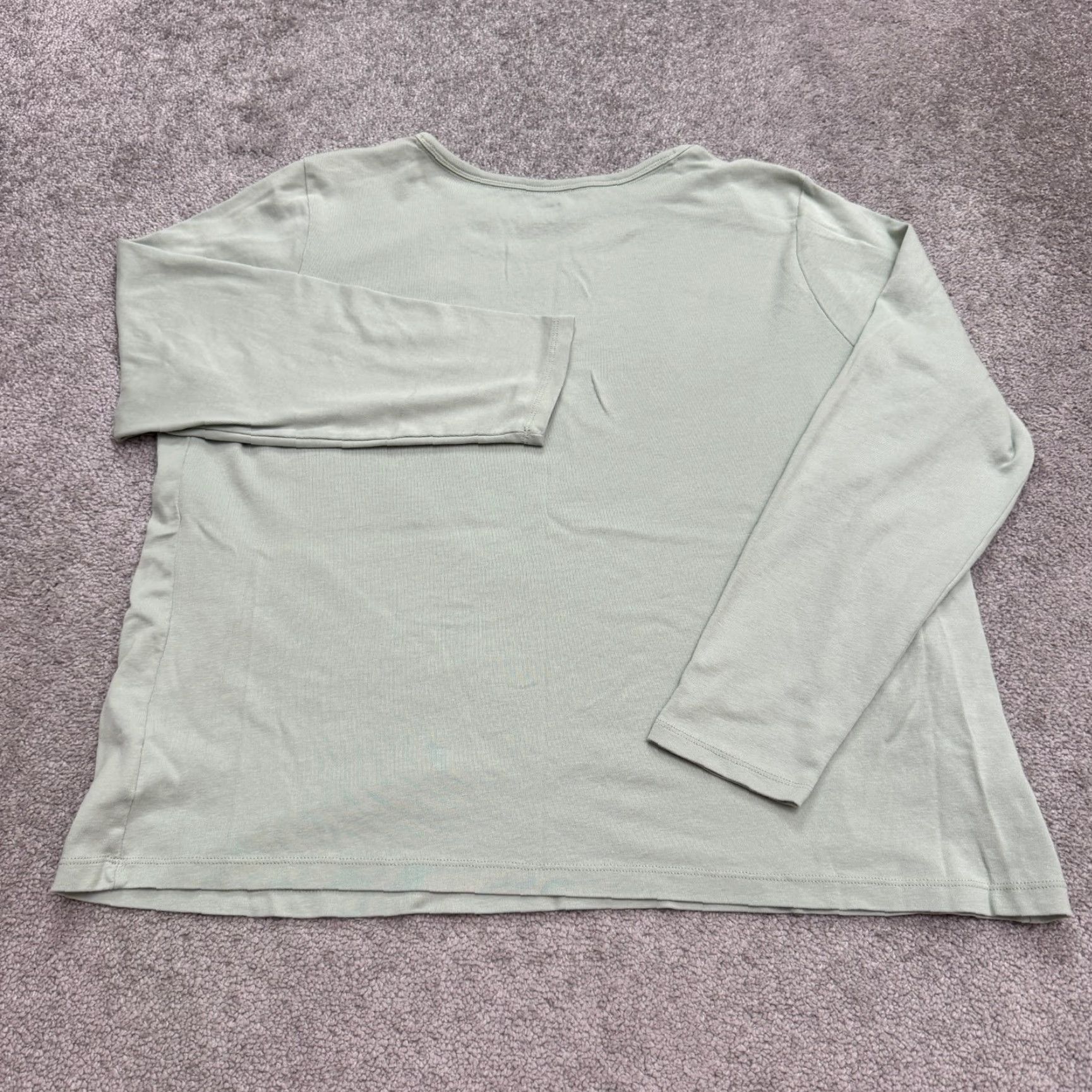 Lands' End Lands' End Plus Size 1X Long Sleeve T-Shirt Women Crew Neck Cotton Sage Green Casual Classic Size XL / US 12-14 / IT 48-50 - 2 Thumbnail