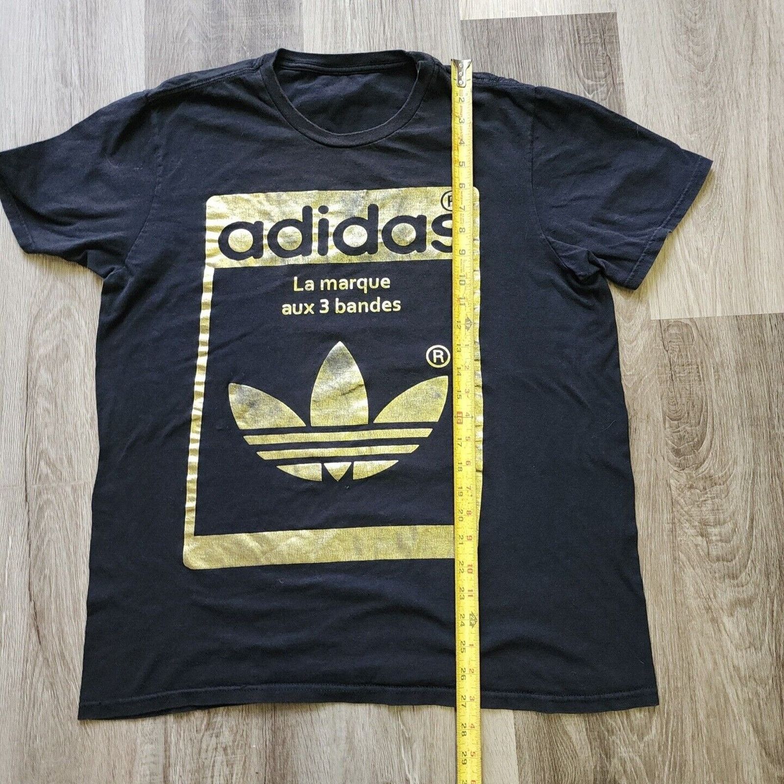 Adidas Adidas Men's Large Black/Gold La Marque Aux 3 Bandes T-Shirt Size US L / EU 52-54 / 3 - 3 Thumbnail