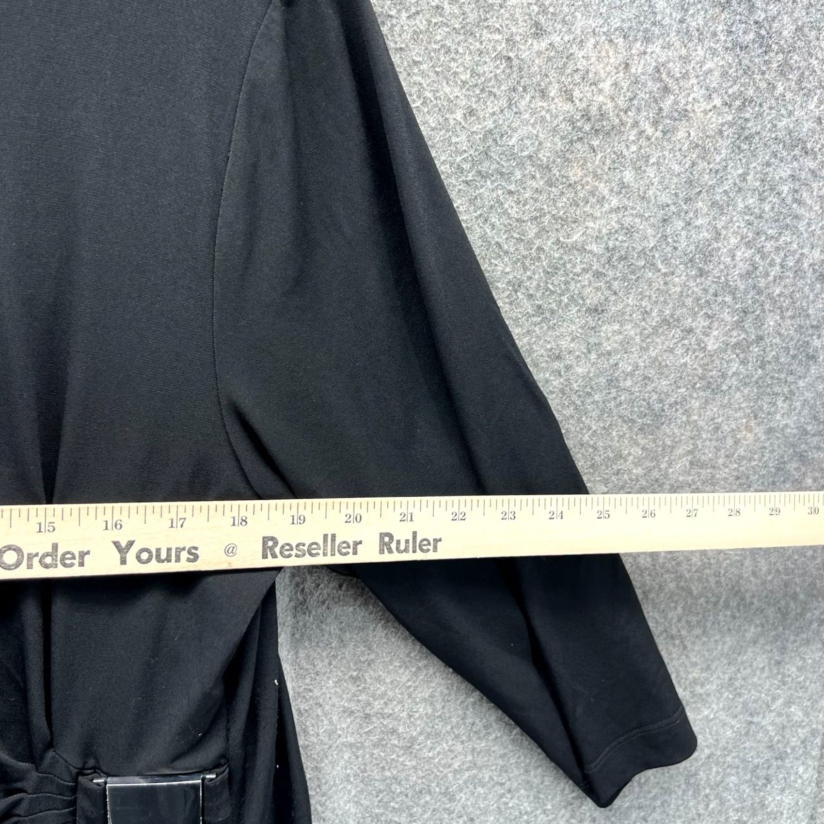 Vintage Chico's Dress Womens 2.5 Black 3/4 Sleeve Polyester Knit Shift Knee Length Preppy Size XS / US 0-2 / IT 36-38 - 5 Thumbnail