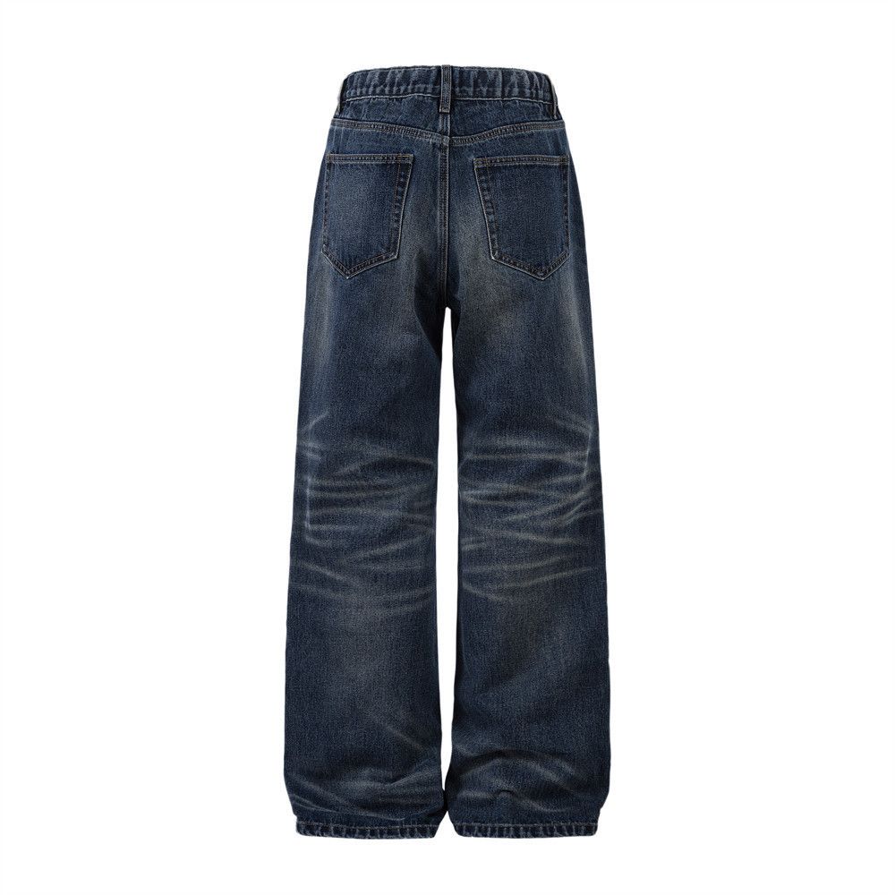 Jean Vintage men's casual drawstring distressed washed jeans Size US 32 / EU 48 - 2 Thumbnail
