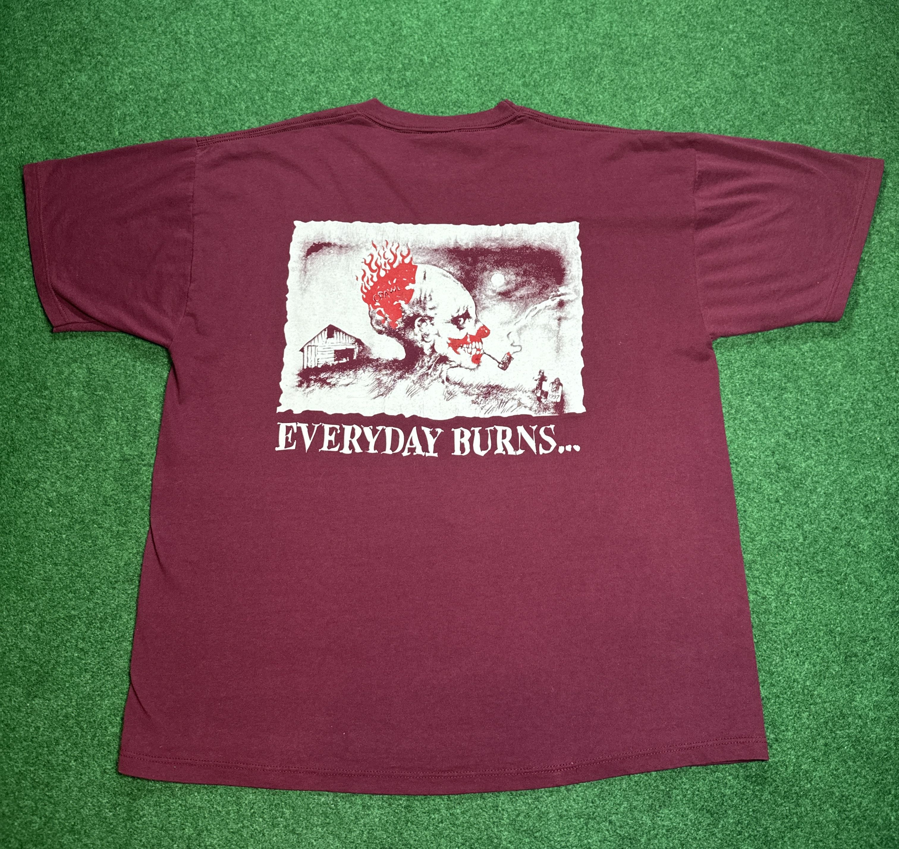 image of Jerzees x Vintage 90's Obscure Crawl Everyday Burns Erie Pa Band T Shirt in Burgundy, Men's (Size X