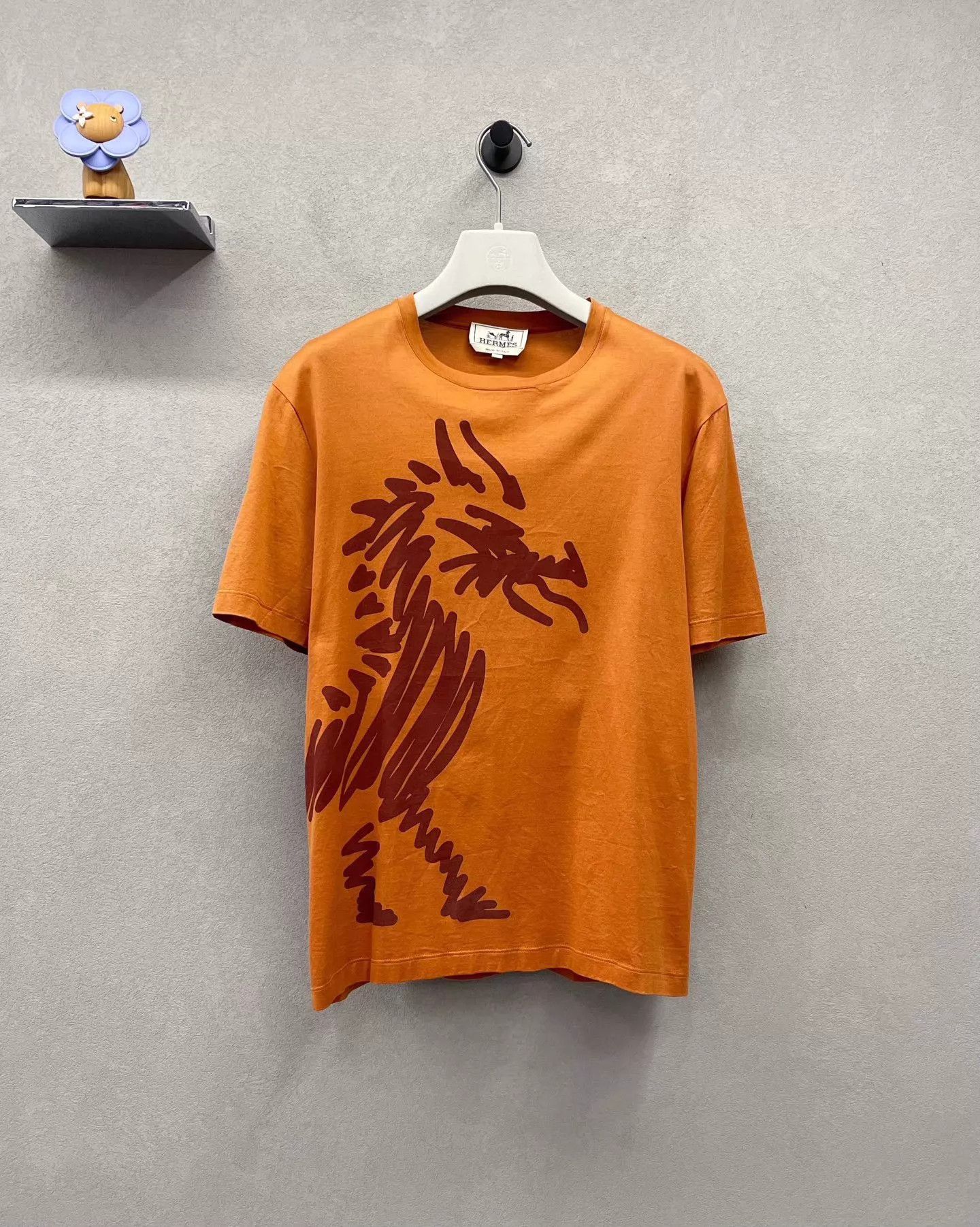 Hermes Hermes orange short-sleeve hand-painted dragon xs Size US XS / EU 42 / 0 - 1 Thumbnail