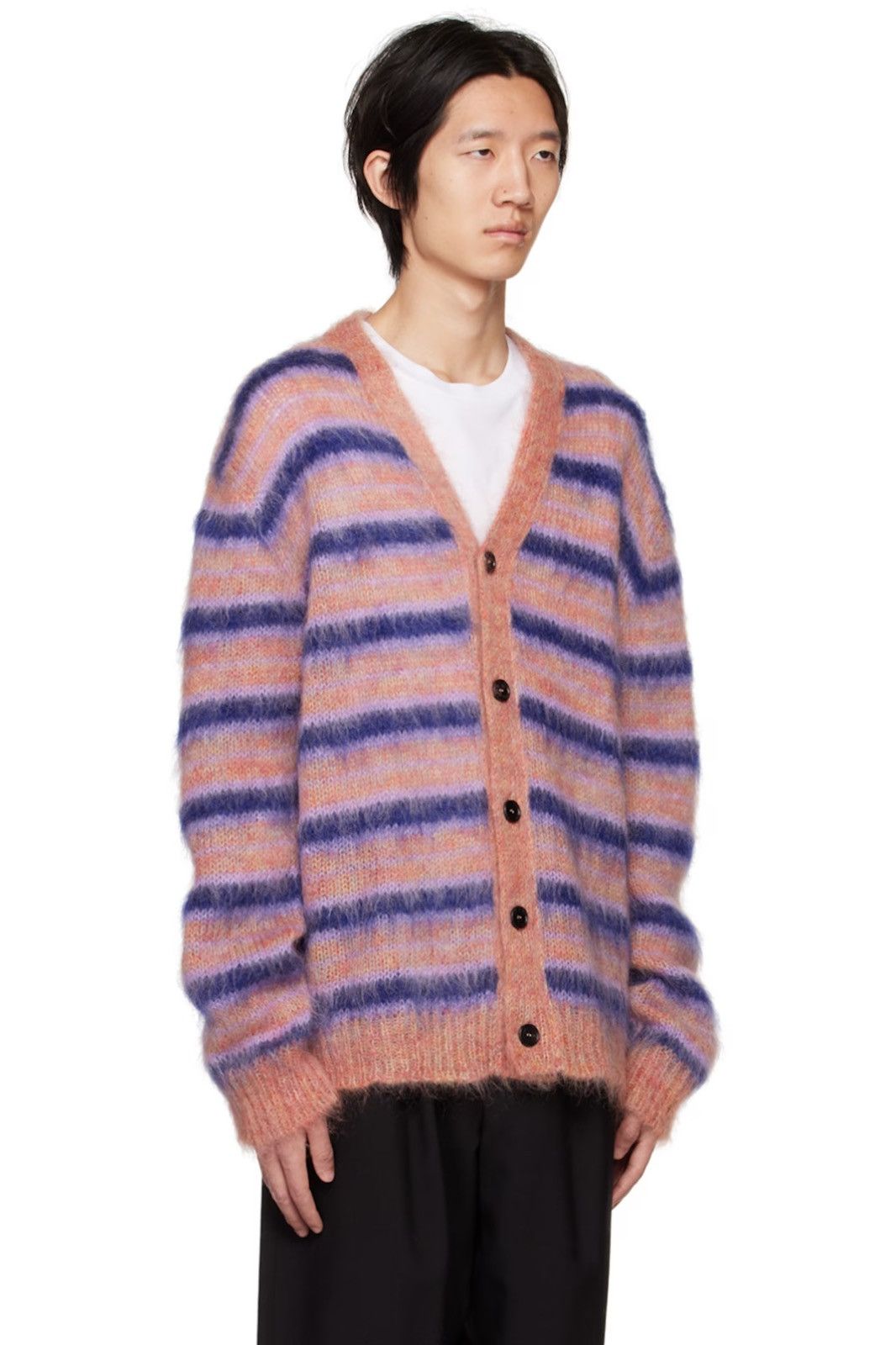 Marni Marni Iconic Mohair fuzzy Brushed Stripes Cardigan V Neck Size US M / EU 48-50 / 2 - 2 Thumbnail