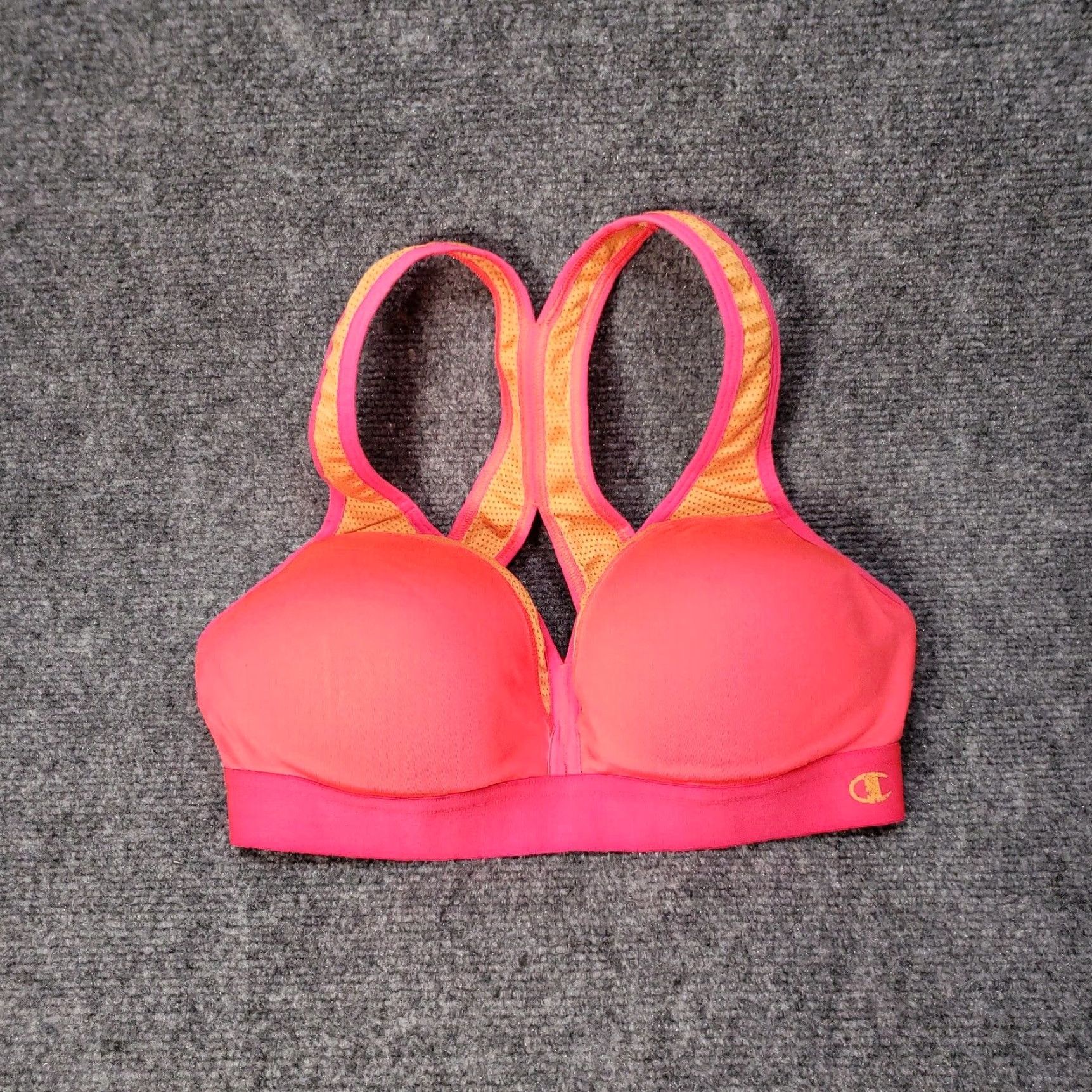 Womens Sports Bra Champion Xs Extra Small Pink Padded Racerback Mesh Keyhole
