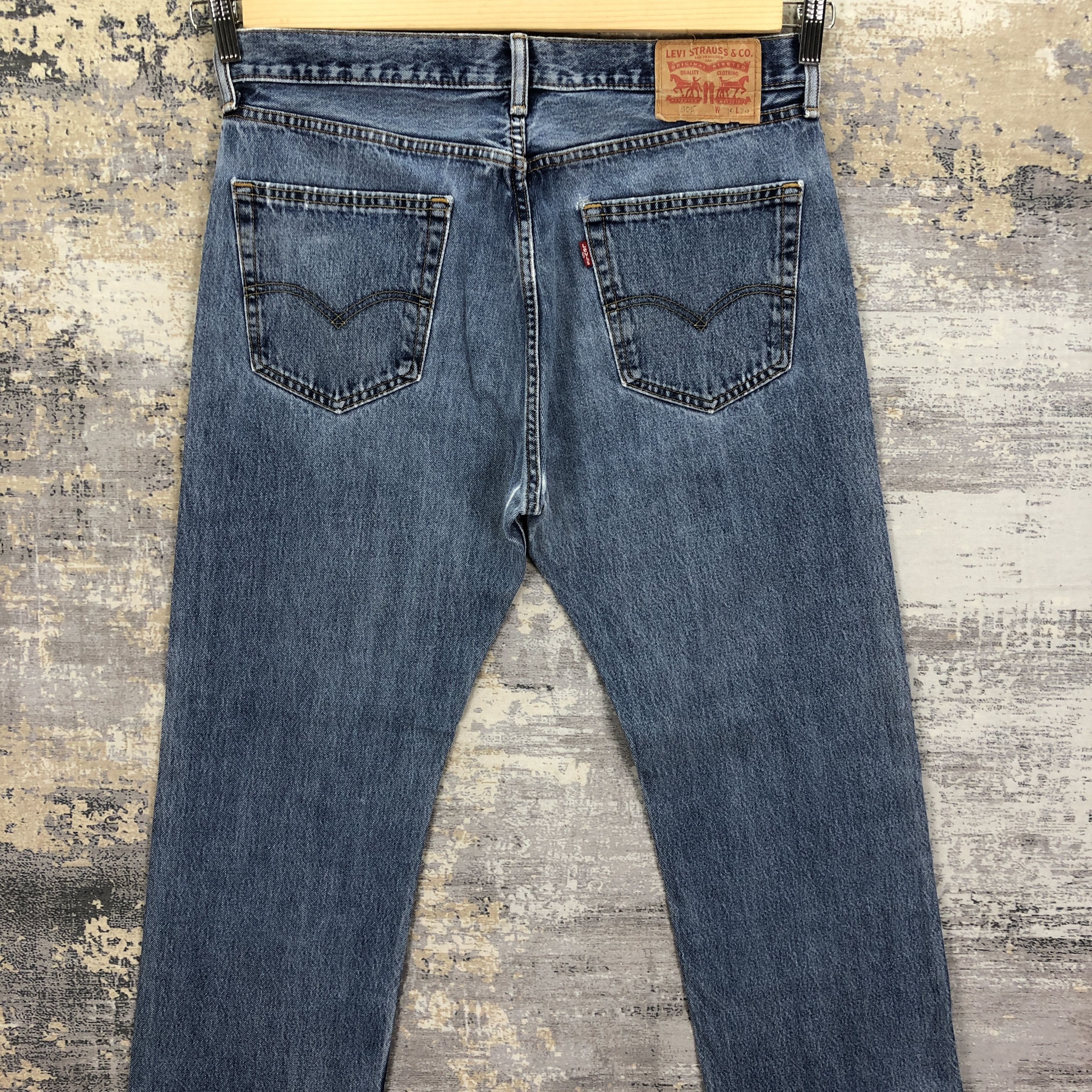 Levi's Vintage Levis 505 Jeans Ripped Levi's Stonewash Faded Denim Size US 34 / EU 50 - 4 Thumbnail