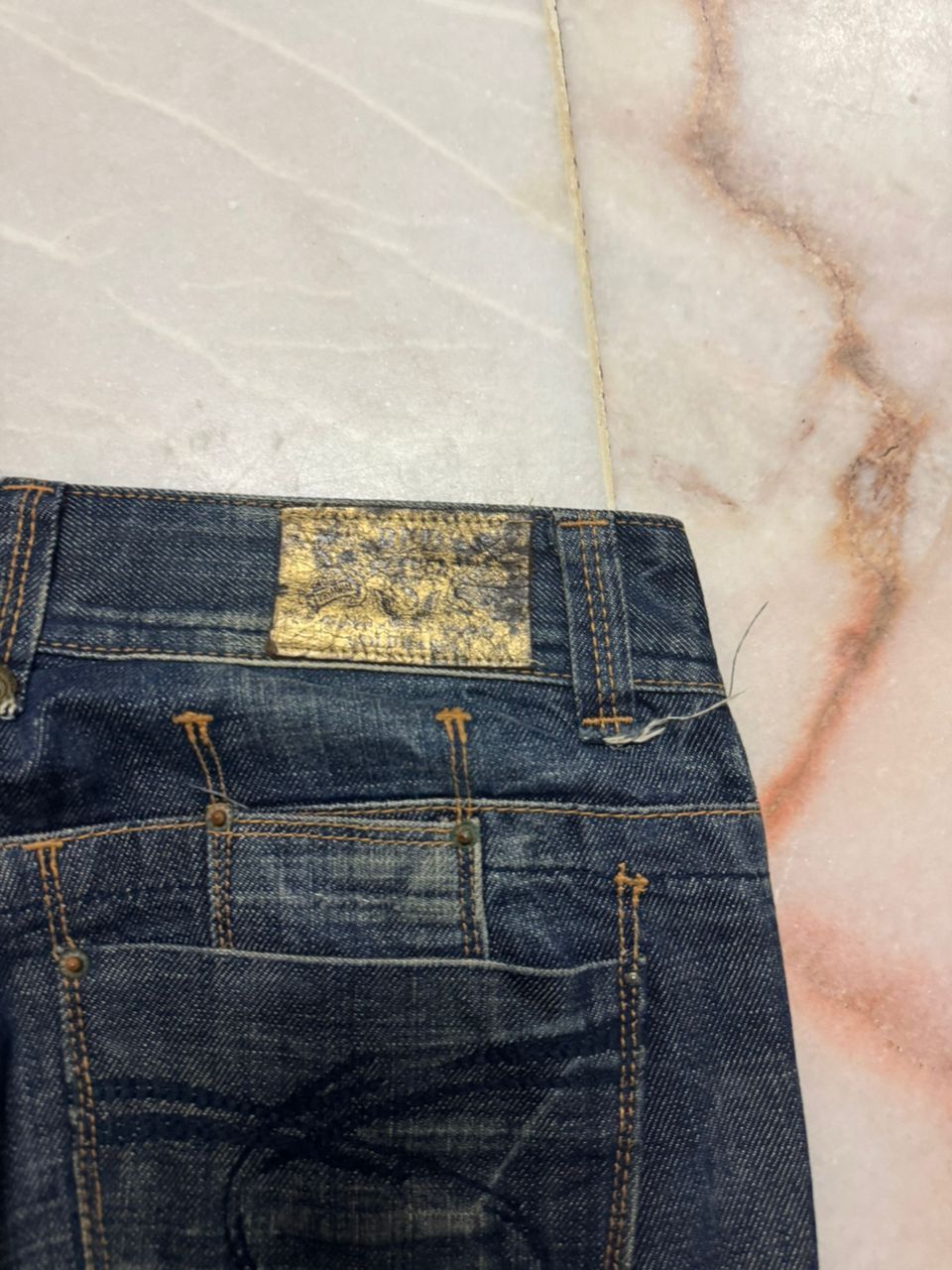 Japanese Brand 💥Insane Flared Red Pepper Butterfly Embroidery Mudwash Jeans Size US 30 / EU 46 - 18 Thumbnail