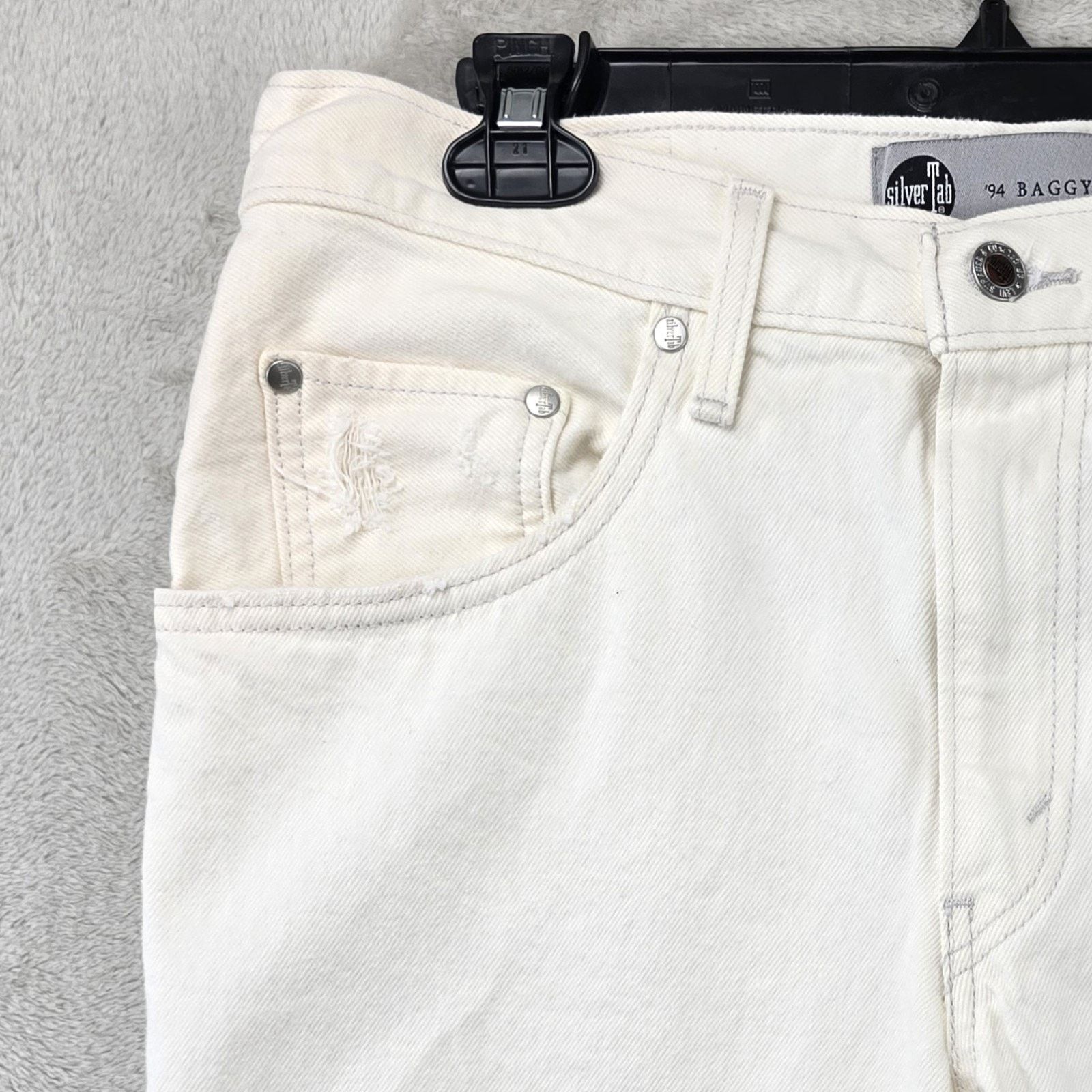 Levi's Levis Silver Tab 94 Baggy Jeans Womens 30 (Fits 32x30) White Size 30" / US 8 / IT 44 - 5 Thumbnail