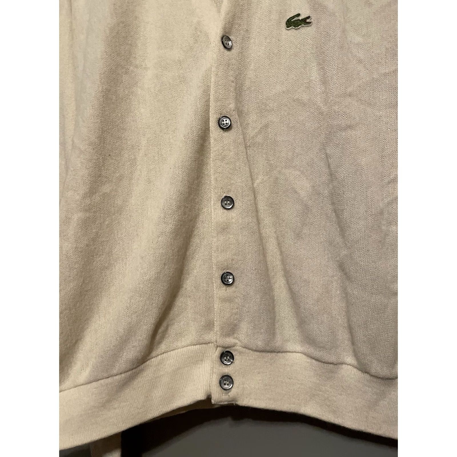 Lacoste VINTAGE Lacoste Izod Cardigan Sweater Gator Patch Knit V-Neck XL Beige Mens USA Size US XL / EU 56 / 4 - 6 Thumbnail