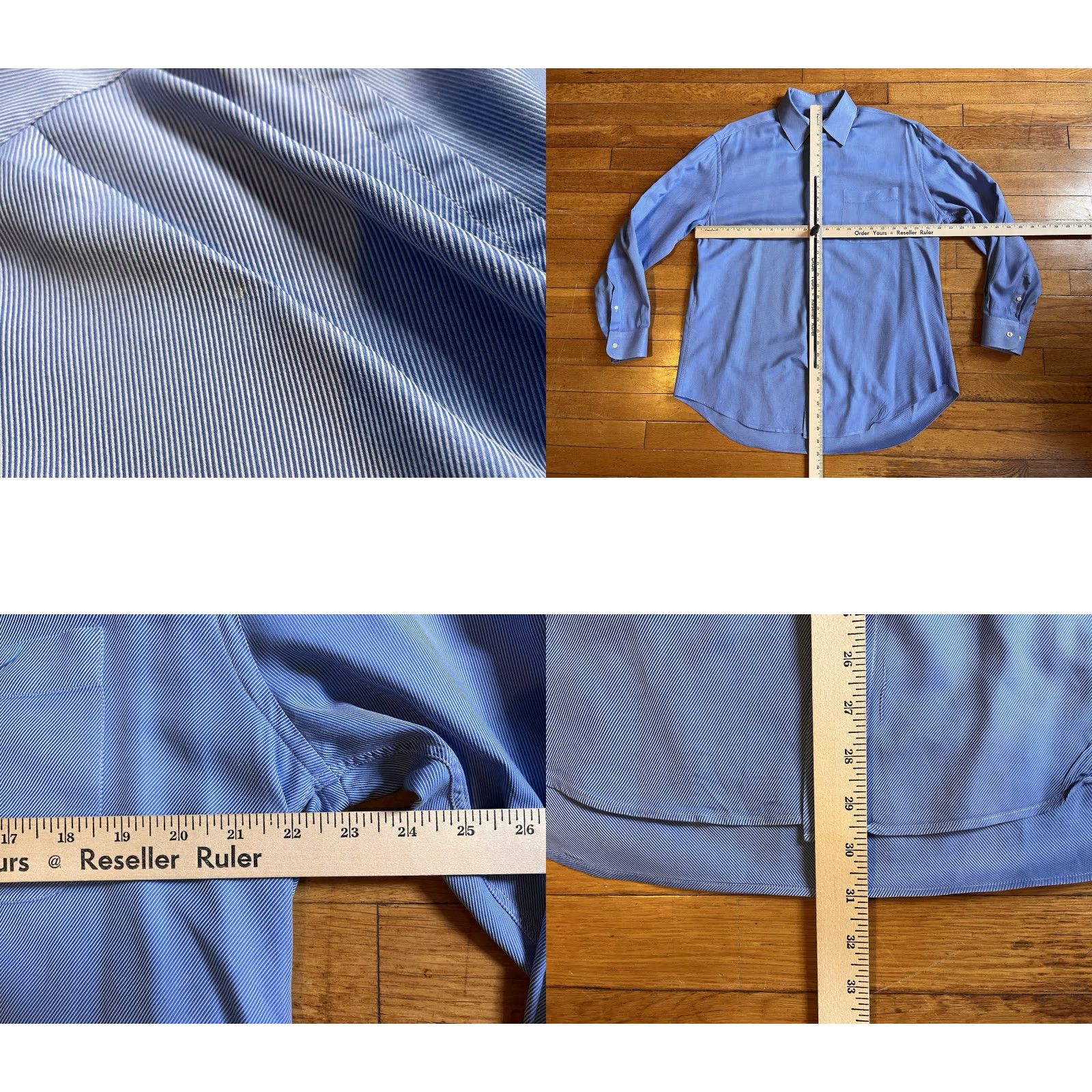 Armani Armani Collezioni Dress Shirt Men’s 16 41 R Blue Pinstripe Shirt Business Mens Regular 45 in Chest 29 in Sleeves Long Sleeve Collar Buttoned Size 42R - 8 Thumbnail