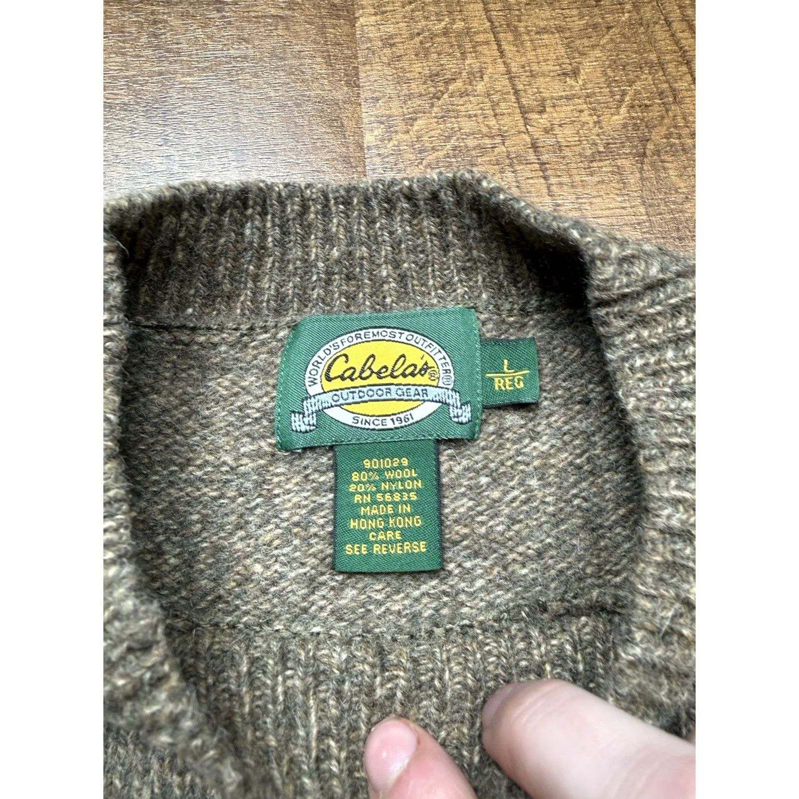 Vintage Cabela's Men’s Ragg Wool Crewneck Pullover Sweater Large Gray / Green Knit Marled Vintage Size US L / EU 52-54 / 3 - 3 Thumbnail