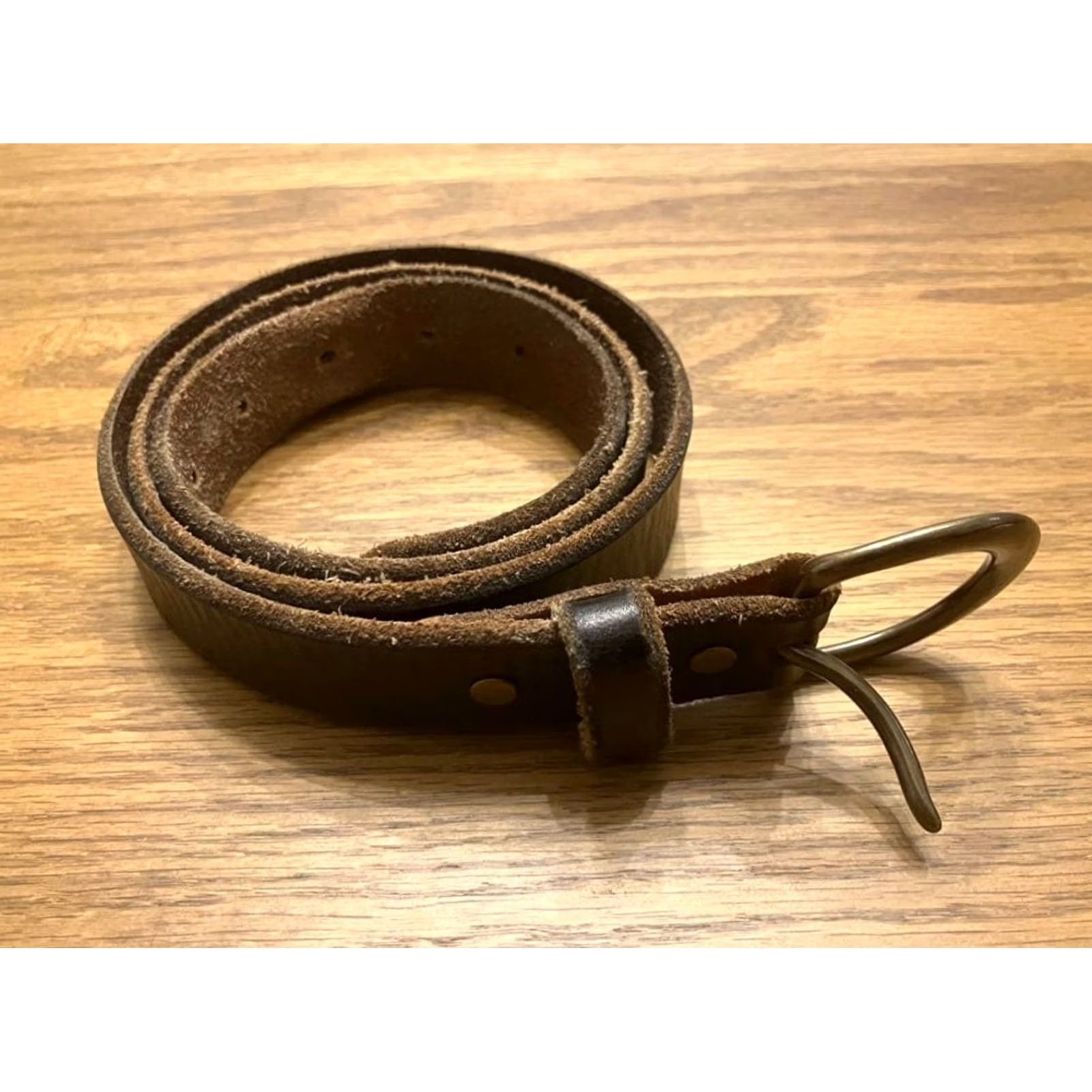 Ralph Lauren RRL Ralph Lauren Leather Belt Size 32 Brown Brass Stud Dumbled Pre-owned Size 32 - 2 Thumbnail