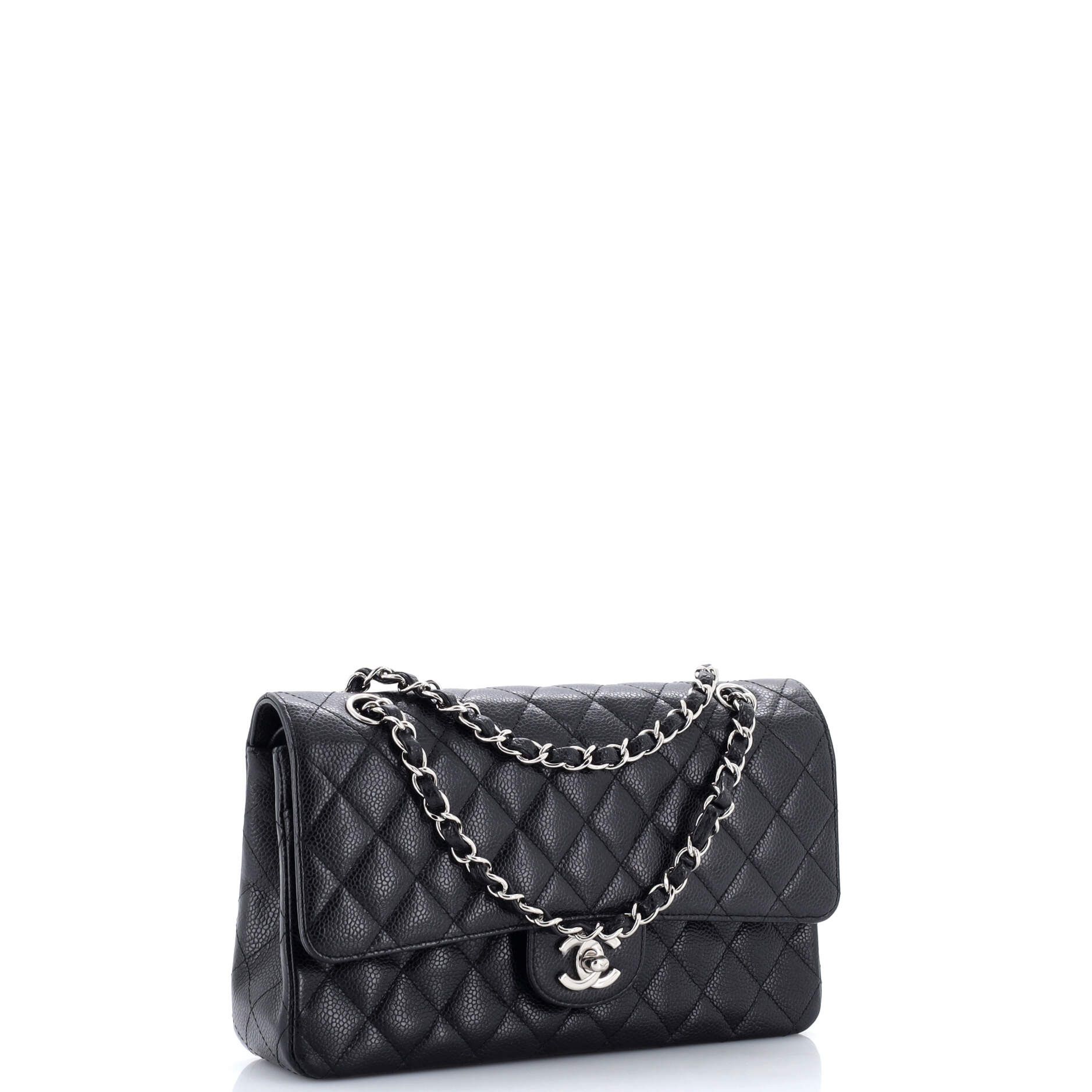 Chanel Vintage Classic Double Flap Bag Quilted Caviar Medium Size ONE SIZE - 1 Thumbnail