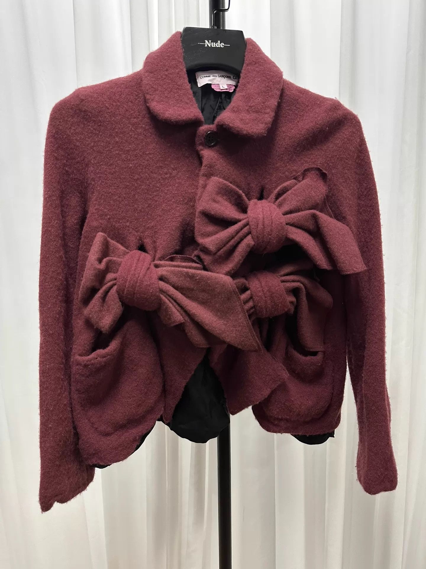 Comme des Garcons CDG Girl Women's 22AW Felted Bow Collar Jacket L Size L / US 10 / IT 46 - 1 Thumbnail