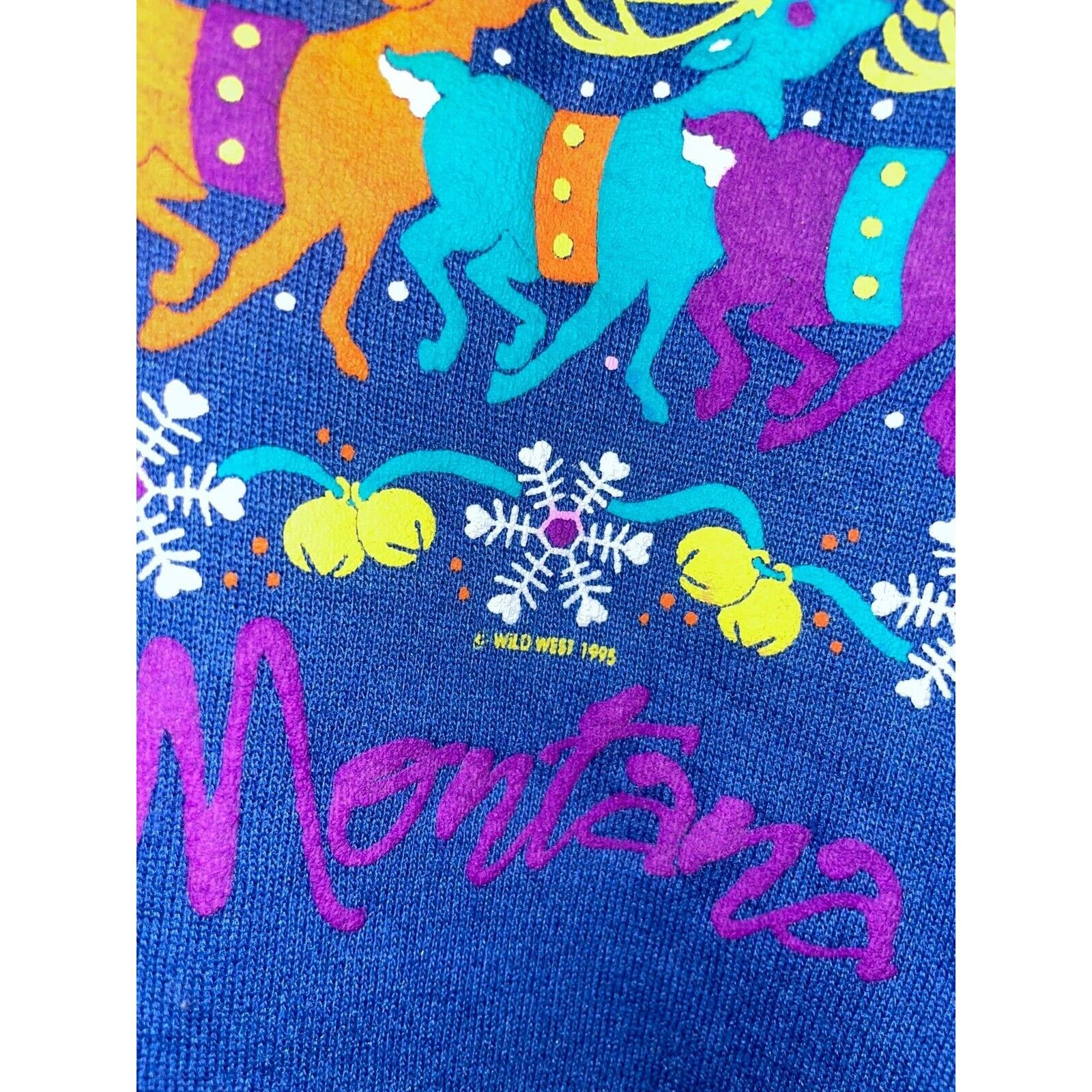 Jerzees Vintage Montana Sweatshirt Reindeer Blue Crewneck VTG 90s L Size US L / EU 52-54 / 3 - 6 Thumbnail