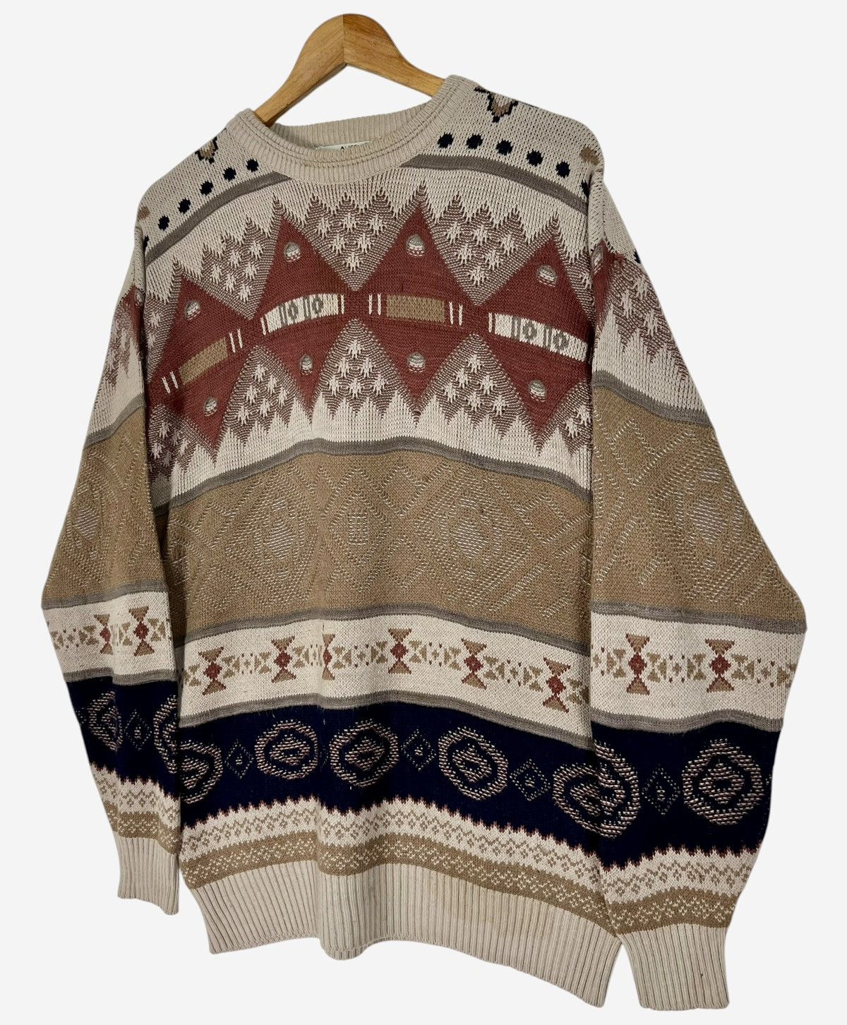 Vintage Vintage Alice Bony Dessins Geometric Knit Sweater 90s Size XS / US 0-2 / IT 36-38 - 3 Thumbnail