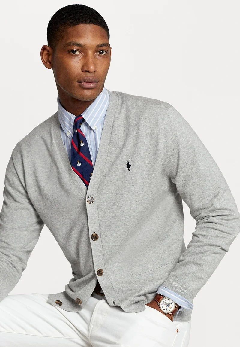Polo Ralph Lauren Polo Ralph Lauren cotton Light Gray cardigan Sweater Vintage Size US M / EU 48-50 / 2 - 1 Thumbnail