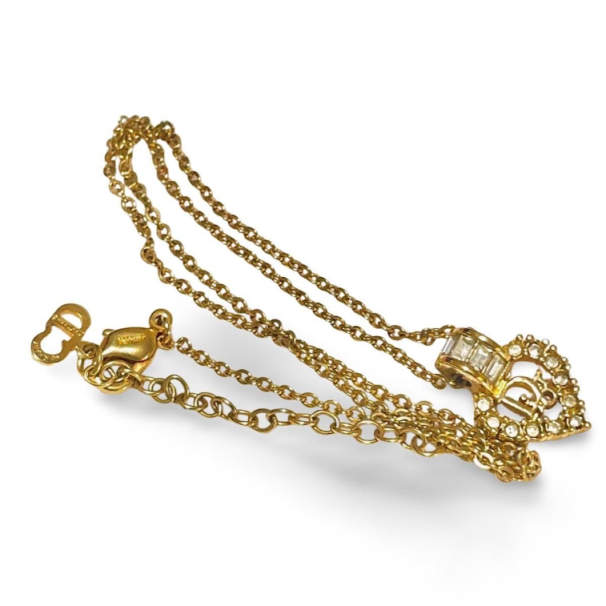 Dior Vintage Christian Dior heart top necklace with rhinestones Size ONE SIZE - 7 Thumbnail
