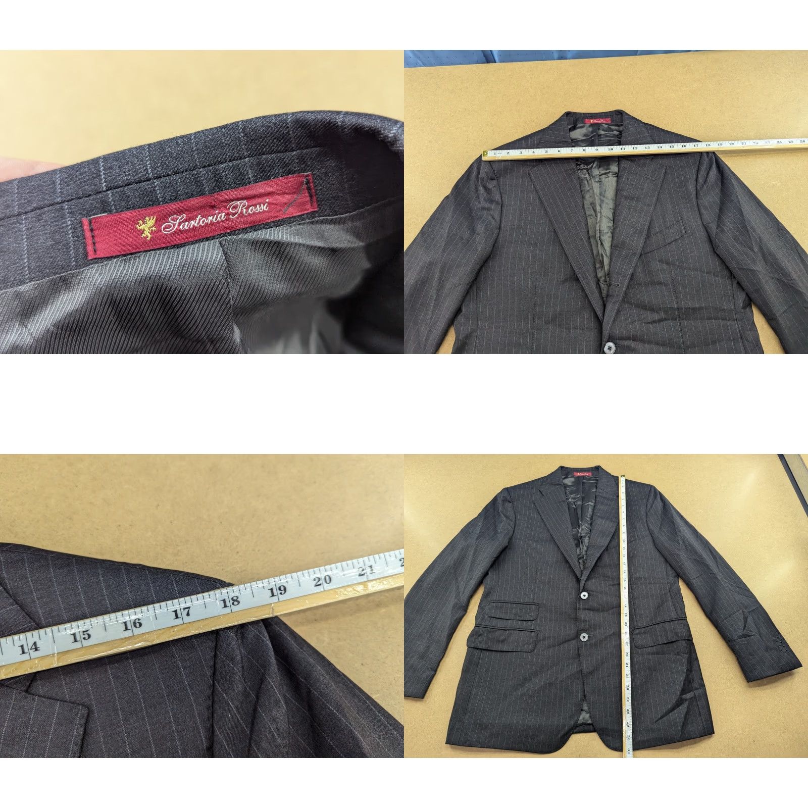 Loro Piana Santoria Rossi X Loro Piana Mens Blazer Jacket Sz 52 Wool Gray Striped Suit Blazer Mens Regular Wool Athletic, Gray, 52, Blazer, Formal, Coat, Wool Size 52R - 10 Thumbnail