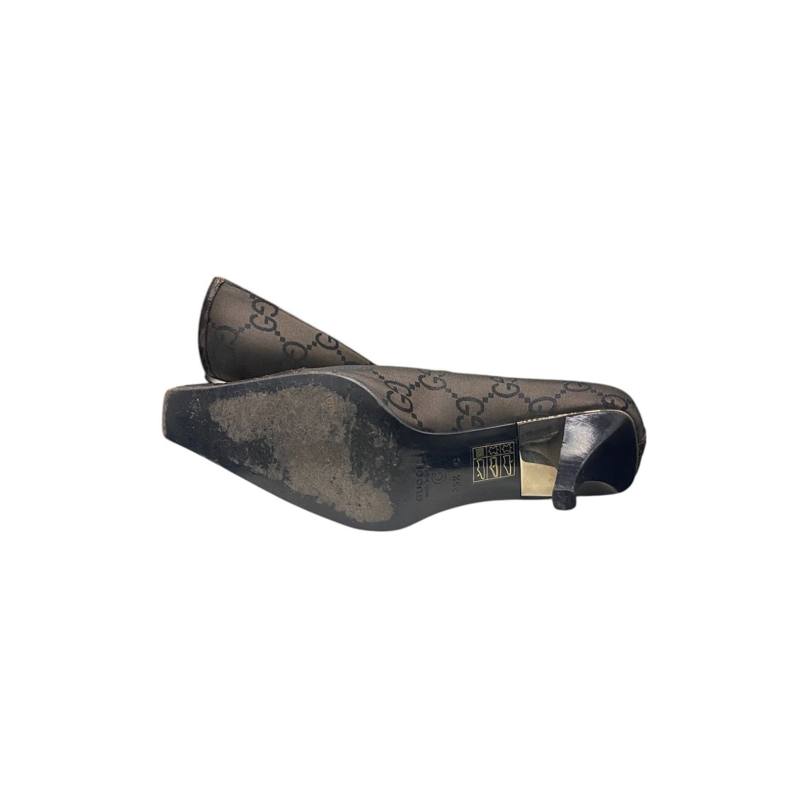 Embossed Croc Leather Brown Heels