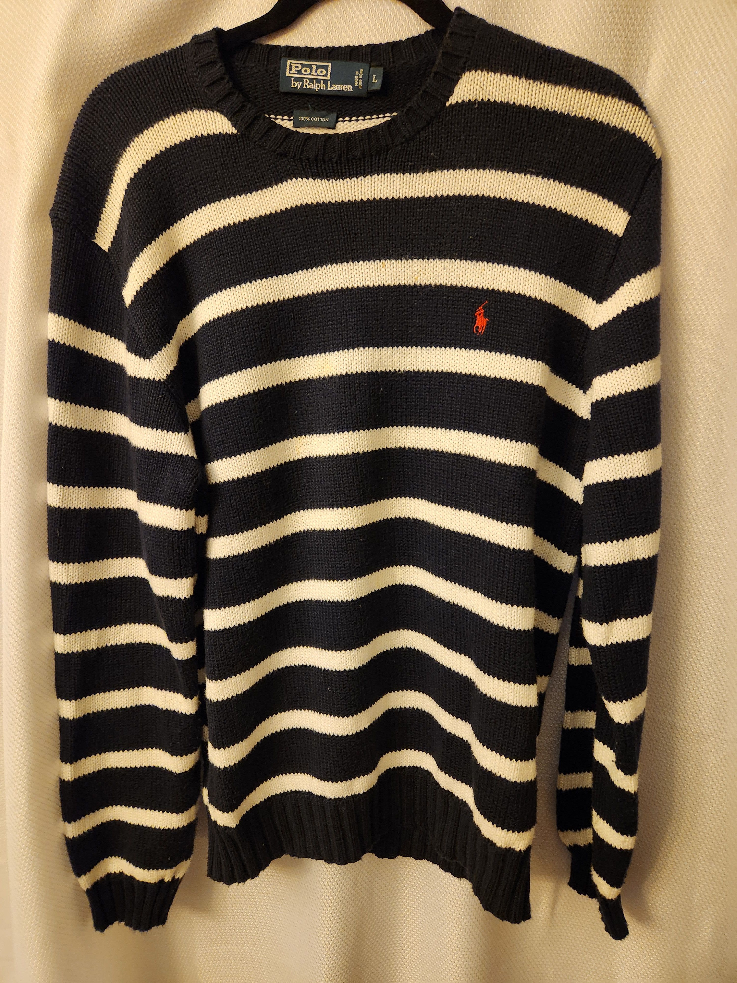 Polo Ralph Lauren 100% Cotton Striped Pullover Sweater Size US L / EU 52-54 / 3 - 1 Thumbnail