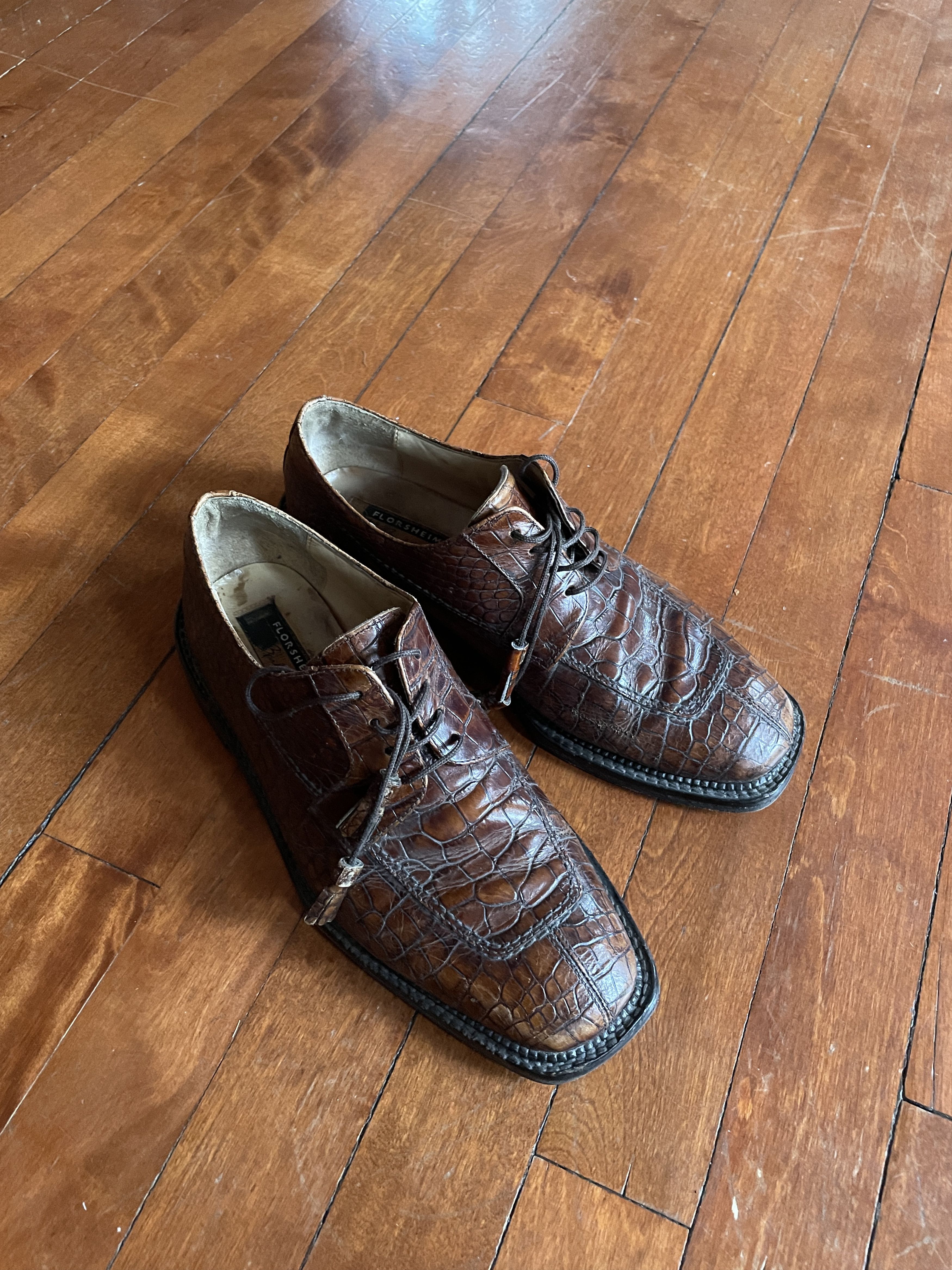 Other Faux crocodile brown faux leather shoes Size US 8.5 / EU 41-42 - 3 Thumbnail