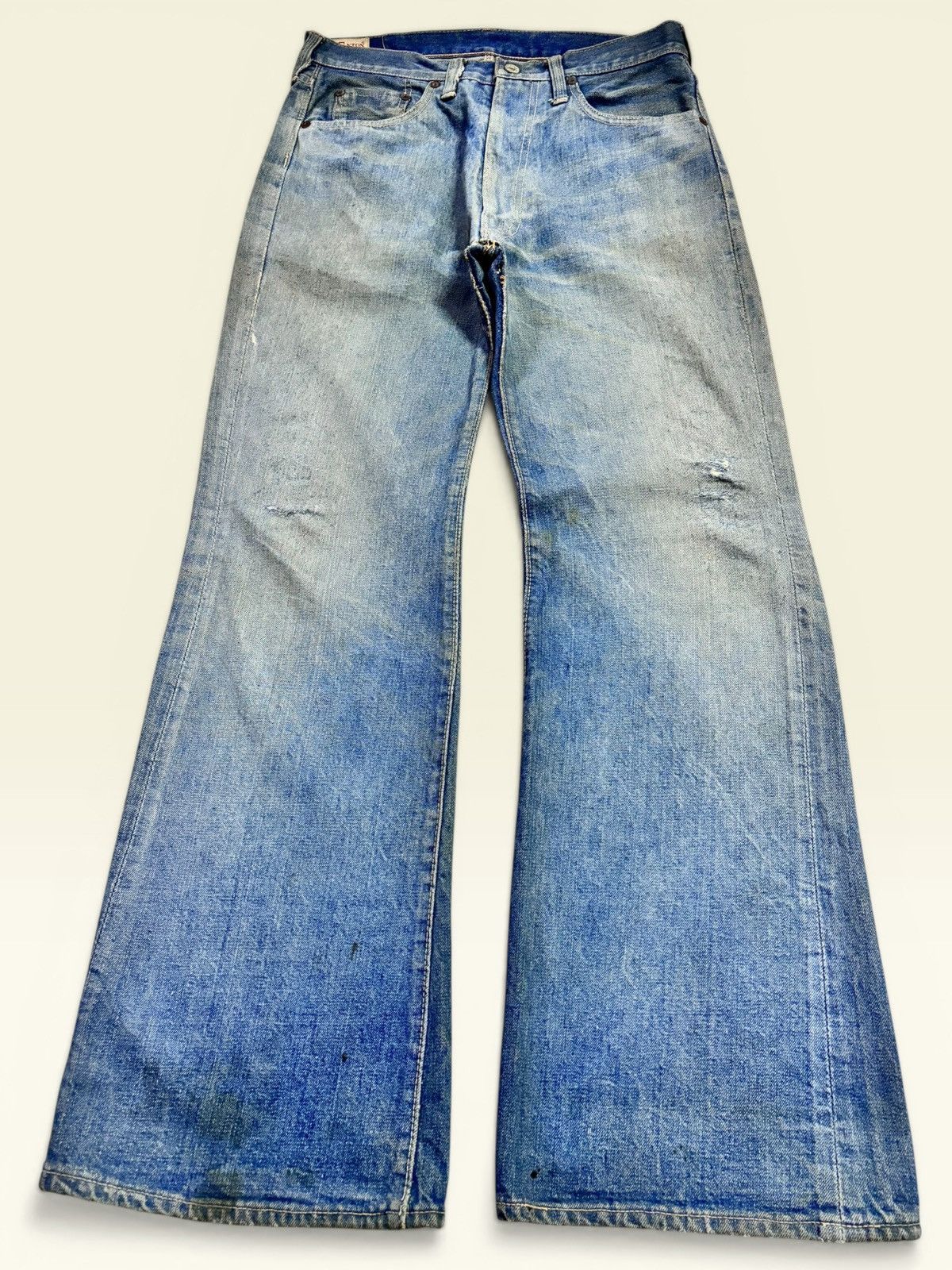 Japanese Brand Vtg 80s Canton Blue Washed Faded Sick Flared Jeans Size US 30 / EU 46 - 1 Thumbnail