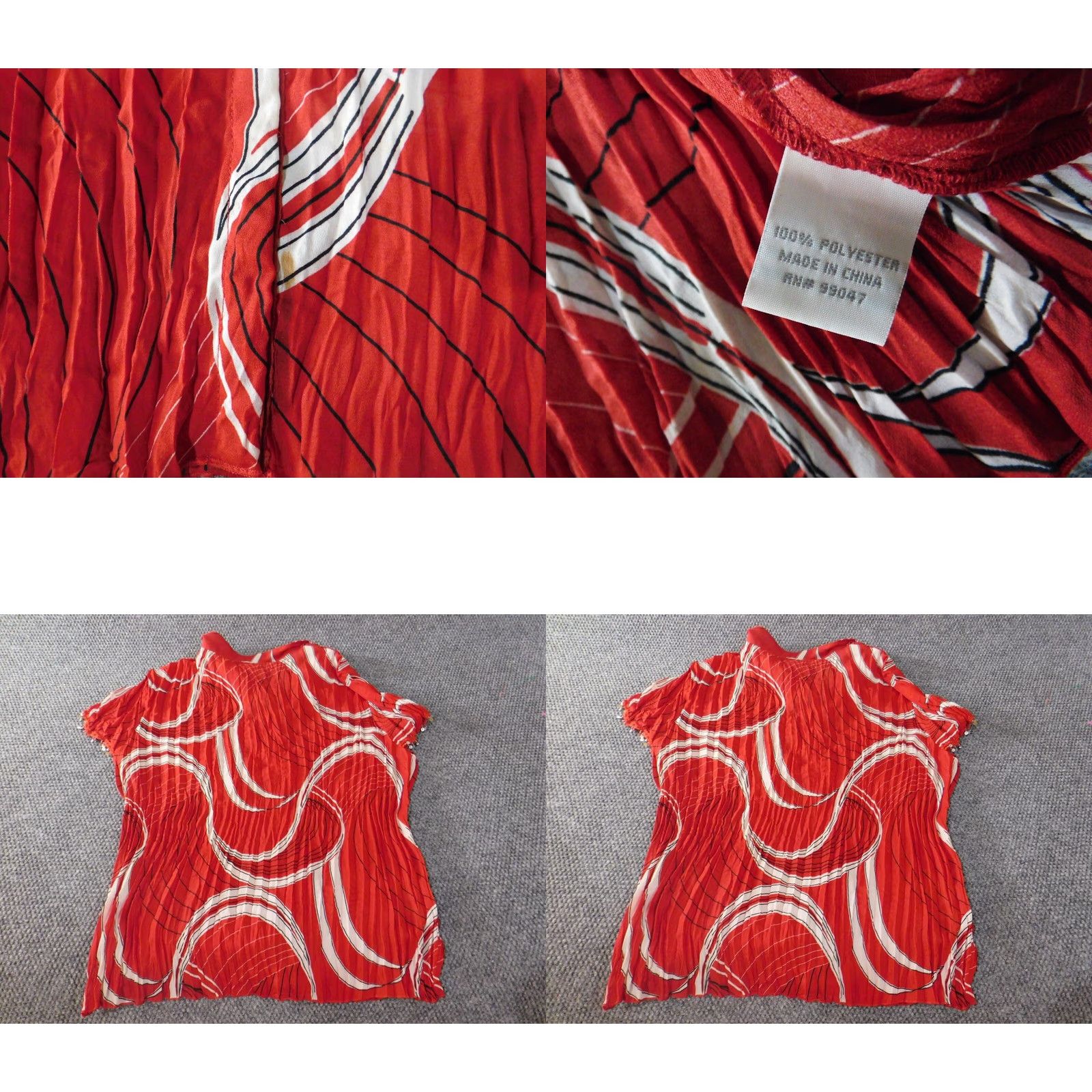 Vintage Dressbarn Womens Blouse 3X Red Button-Up Tunic Casual Geometric Stretch Knit Polyester Modern Designer Womens 3X Plus Size XXL / US 16-18 / IT 52-54 - 8 Thumbnail