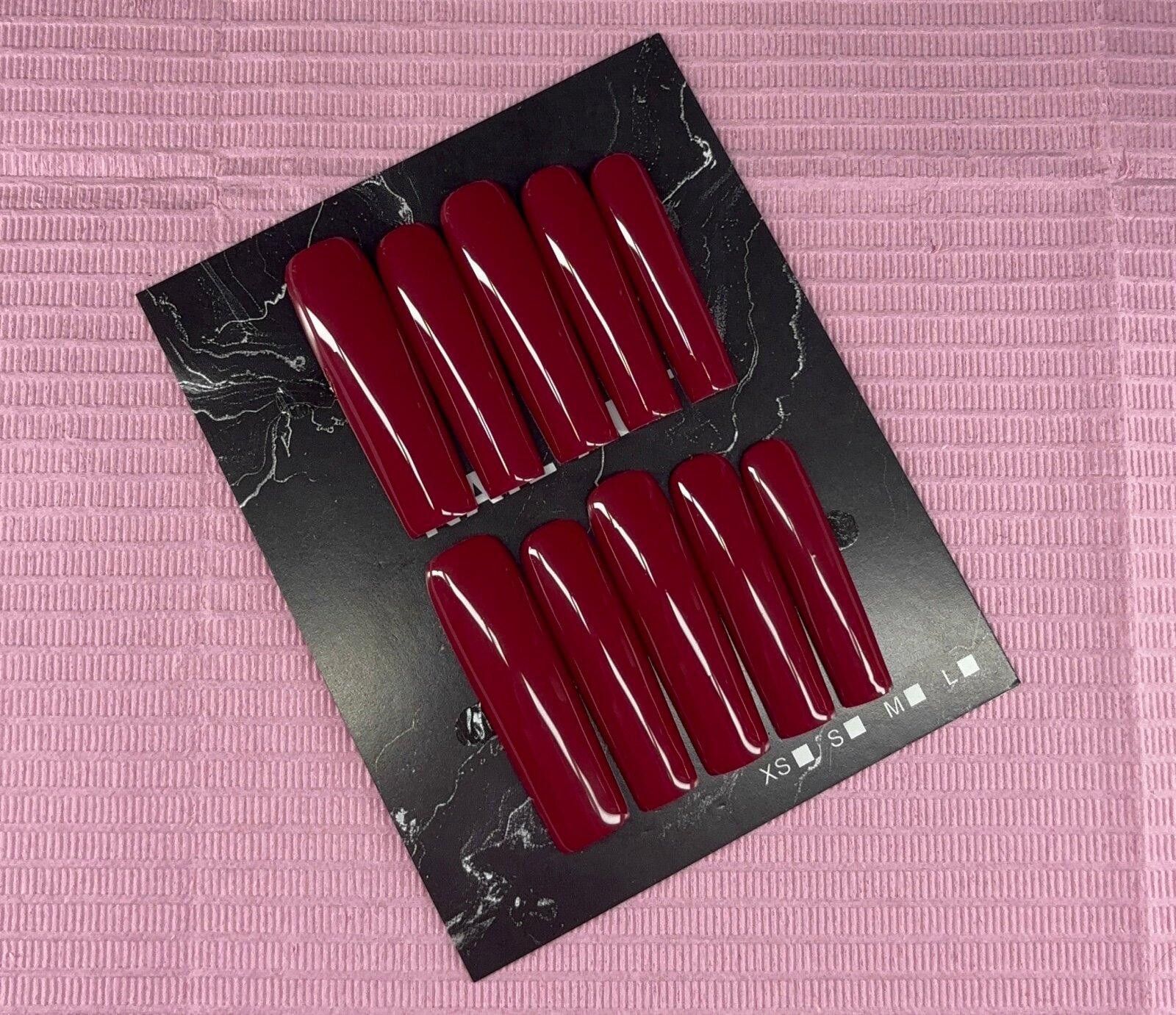 Handmade Extra long square Press on nails solid color gel handmade Size ONE SIZE - 7 Thumbnail
