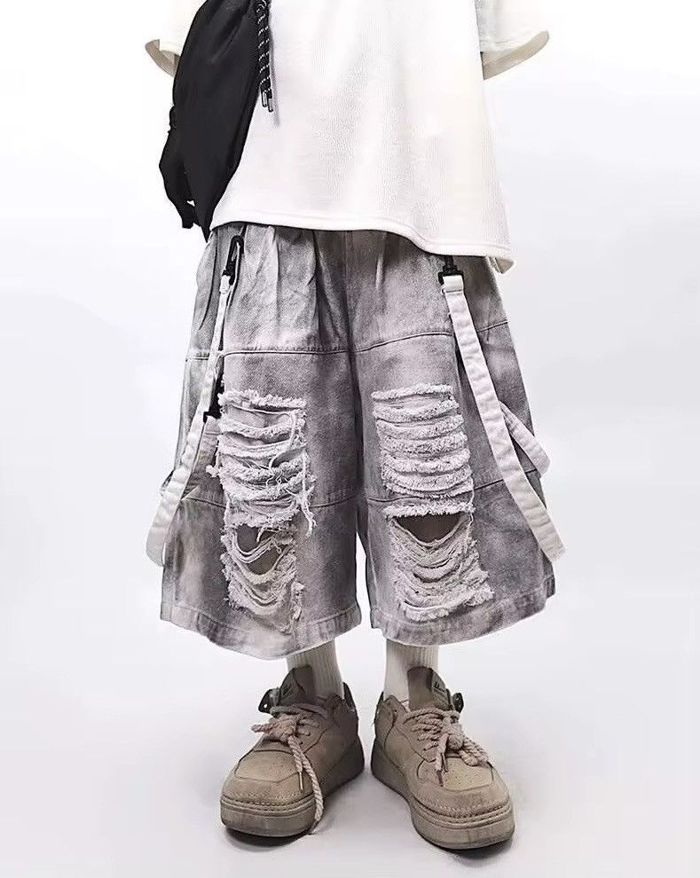 Jean Outdoor Designer Flared Distressed Utility Shorts Y2k Size US 34 / EU 50 - 6 Thumbnail
