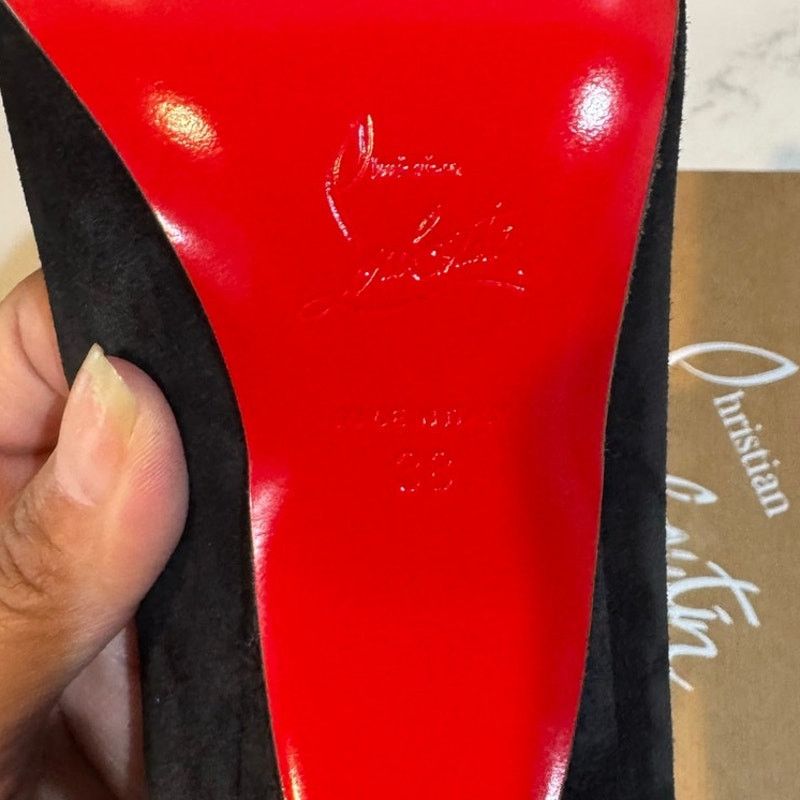 Christian Louboutin Christian Louboutin Alminette black suede 100MM pump Size US 7.5 / IT 37.5 - 9 Thumbnail