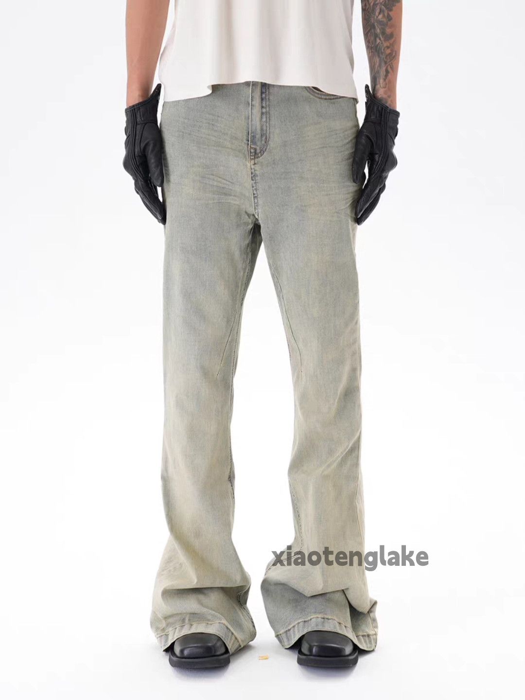 Jean Unisex utility punk yuppie grunge flared bootcut jeans Size US 26 / EU 42 - 2 Thumbnail
