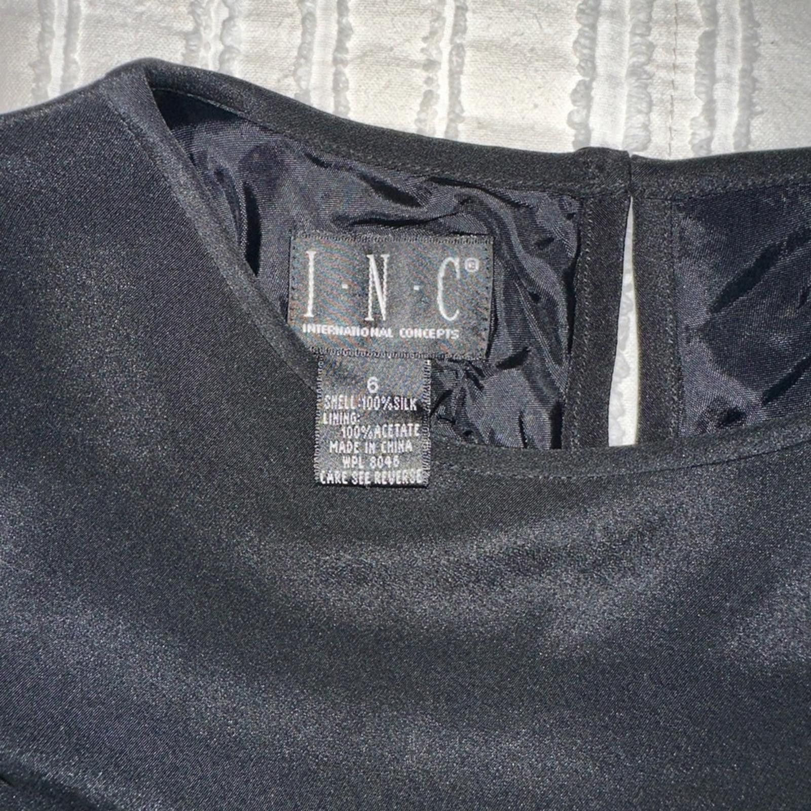 Other INC International Concepts 100% Silk Black Midi Dress luxury Size M / US 6-8 / IT 42-44 - 3 Thumbnail
