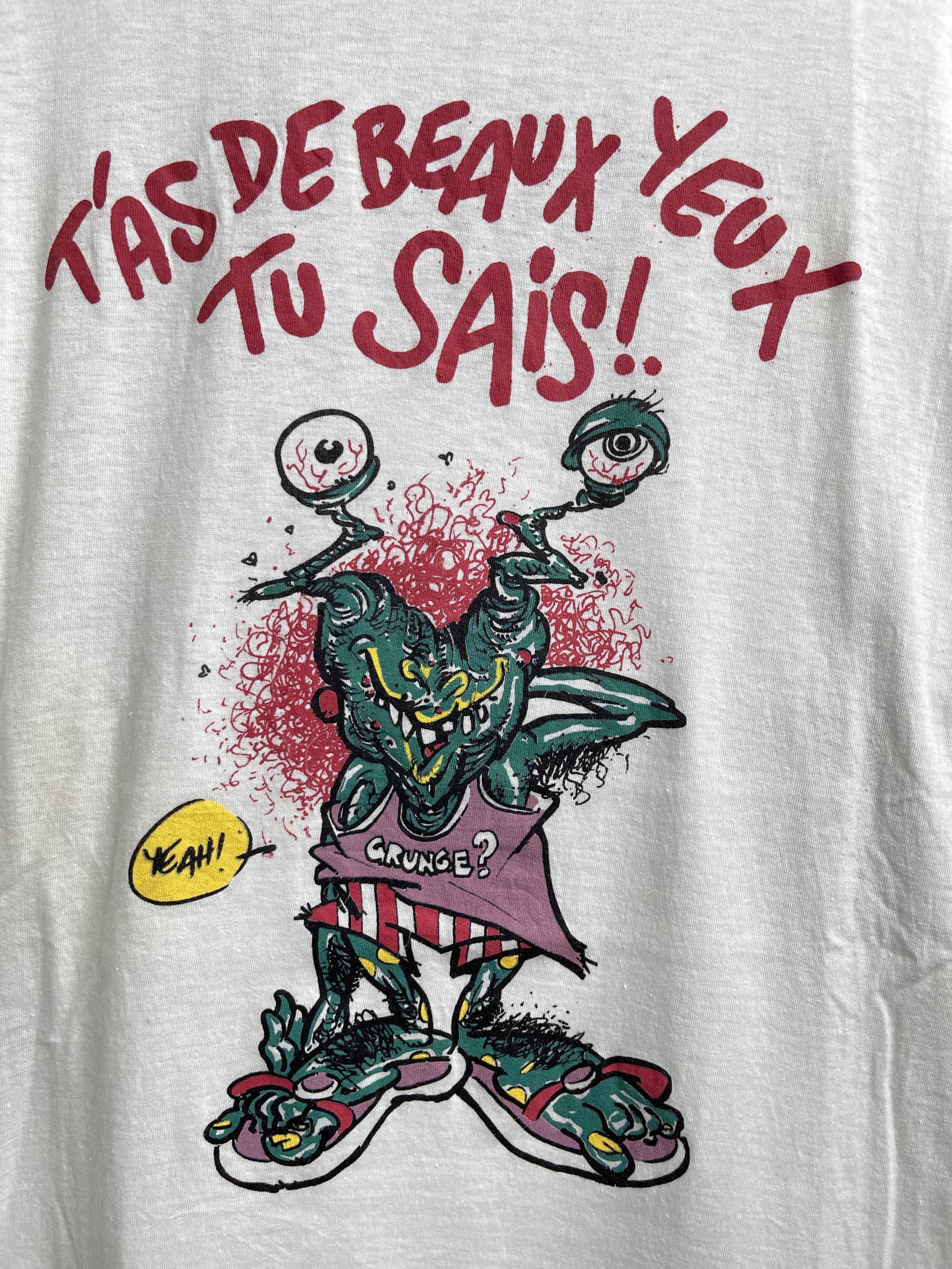 Vintage EURO 80〜90's "T'AS DE BEAUX YEUX TU SAIS!" Tee L Size US L / EU 52-54 / 3 - 2 Thumbnail