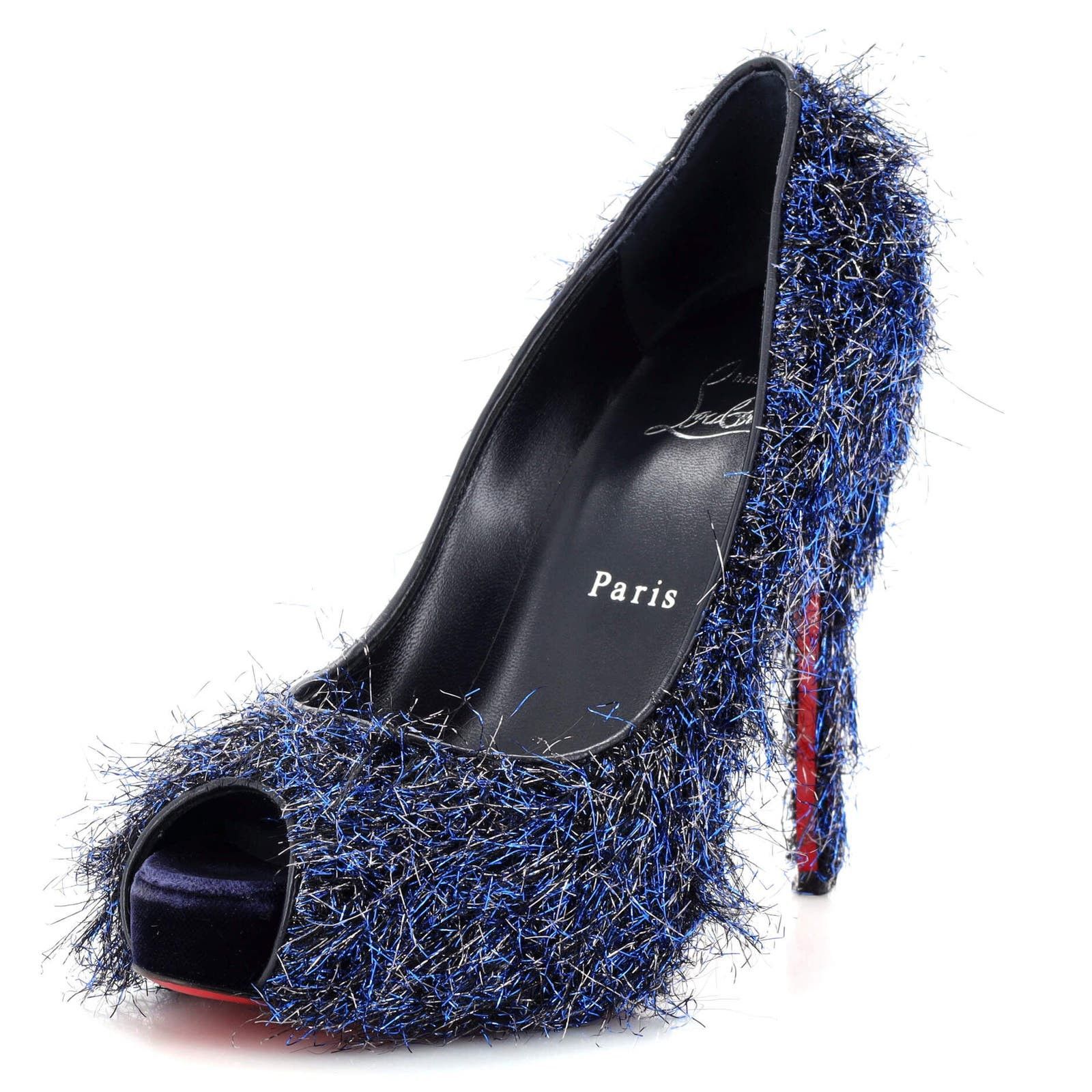 image of Christian Louboutin Women's Very Prive Pumps Lurex Thread Fabric None Shoes in Blue (Size 7)