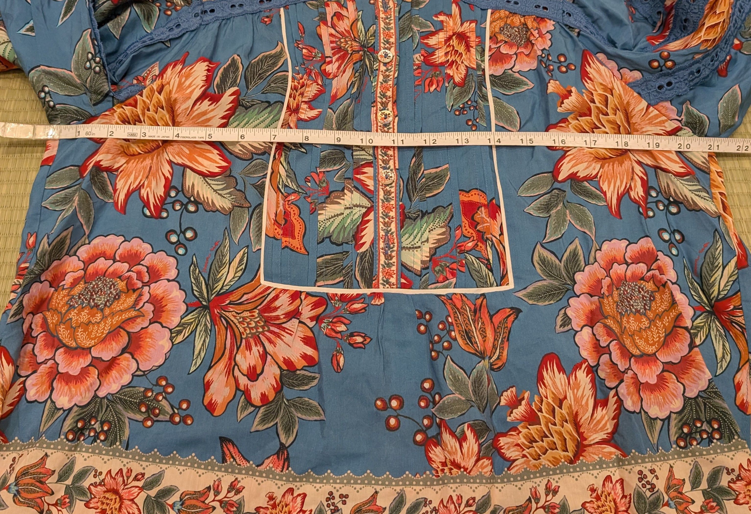 Farm Rio Farm Rio Wonderful Bouquet Blouse Blue Floral Boho Size XS / US 0-2 / IT 36-38 - 6 Thumbnail