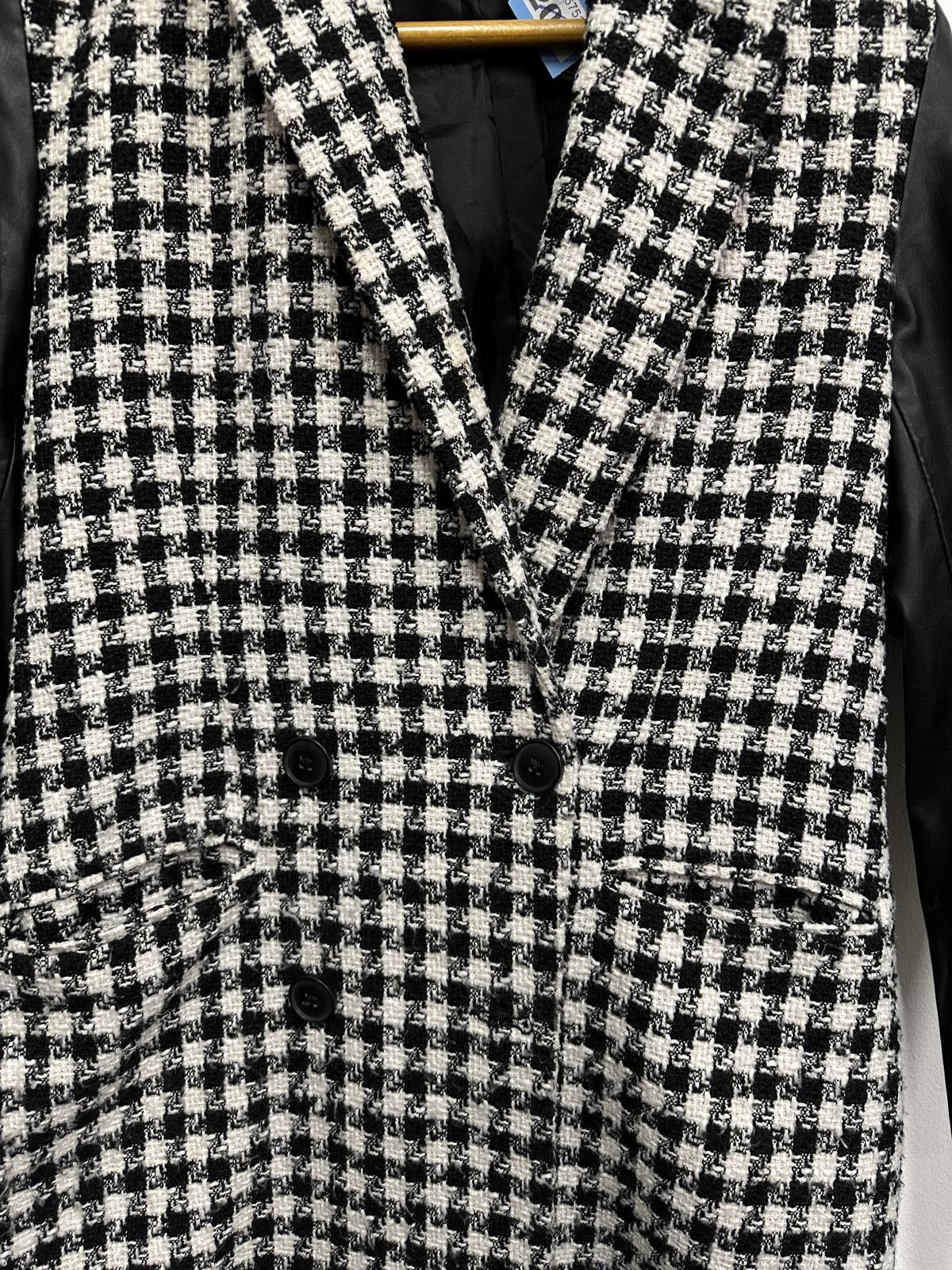 Other Stradivarius Women's Black and White Checkered Coat Size S / US 4 / IT 40 - 3 Thumbnail