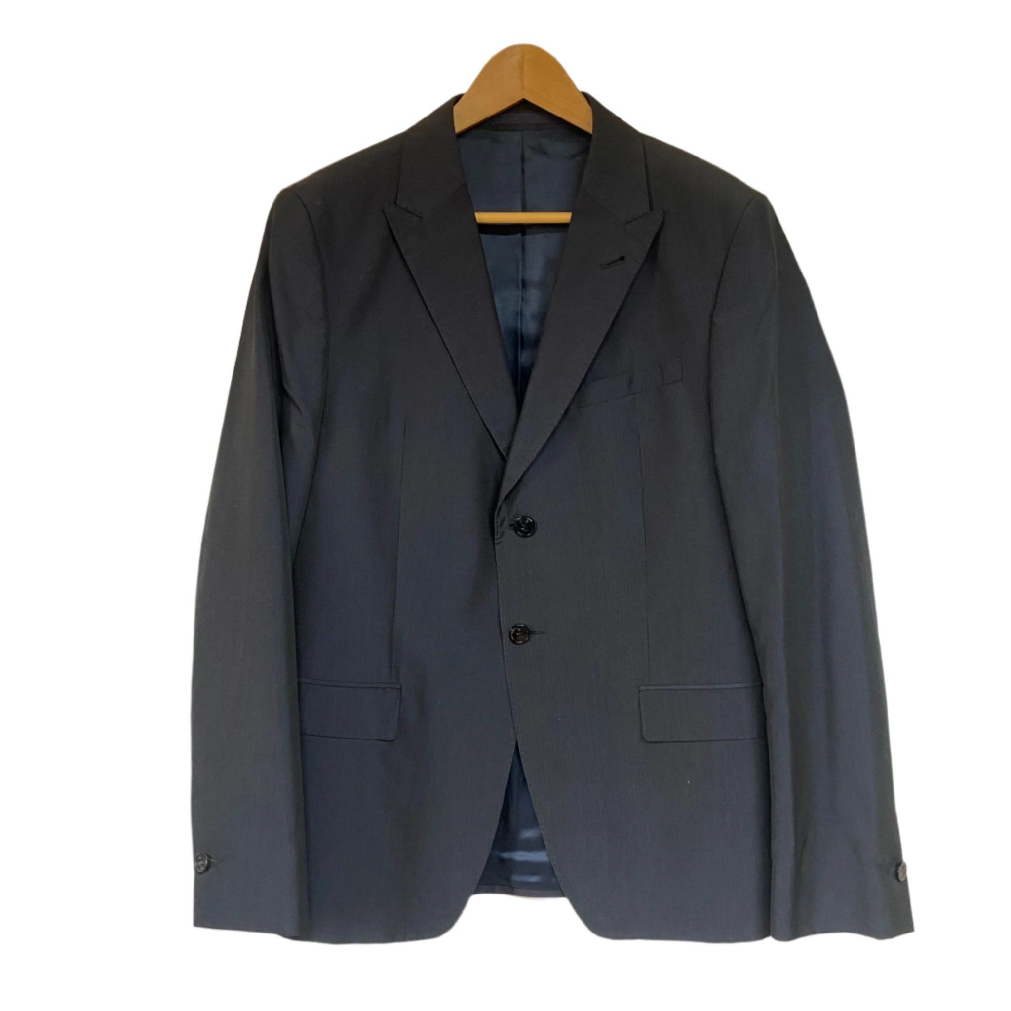 Paul Smith Navy Blue Pinstriped Cotton and Silk Blend 2-Button Blazer Size 50R - 1 Thumbnail