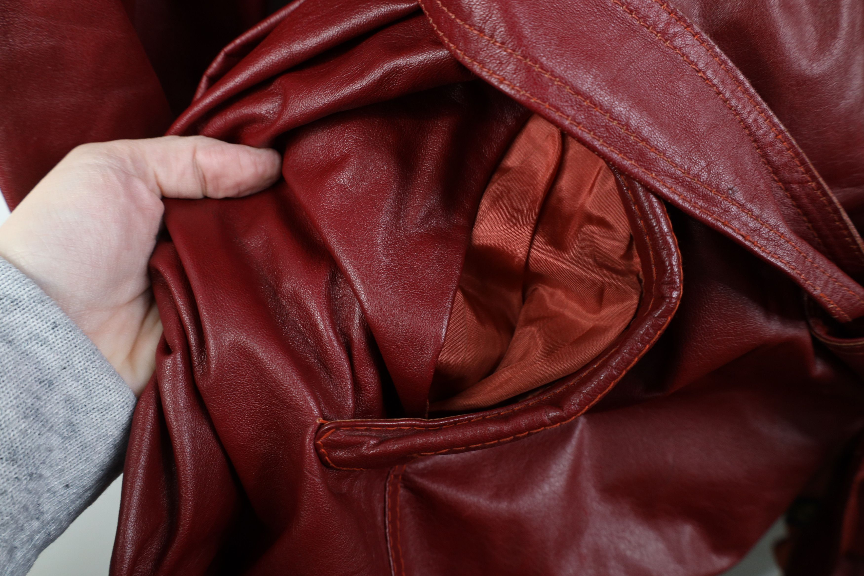Vintage Vintage 70s Streetwear Lined Leather Trench Coat Jacket Size US XXL / EU 58 / 5 - 7 Thumbnail